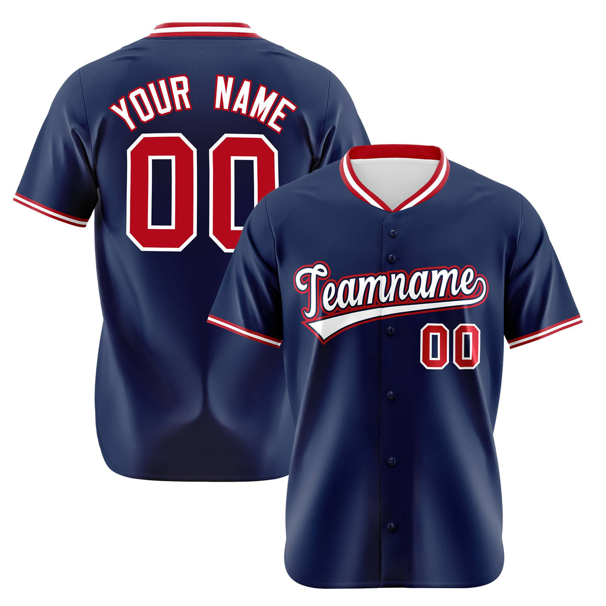 Custom Navy Red White Authentic Baseball Jersey