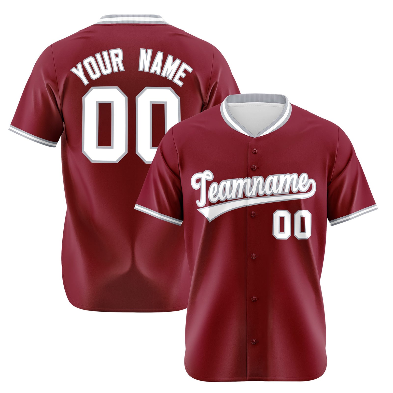 Custom Crimson Gray White Authentic Baseball Jersey