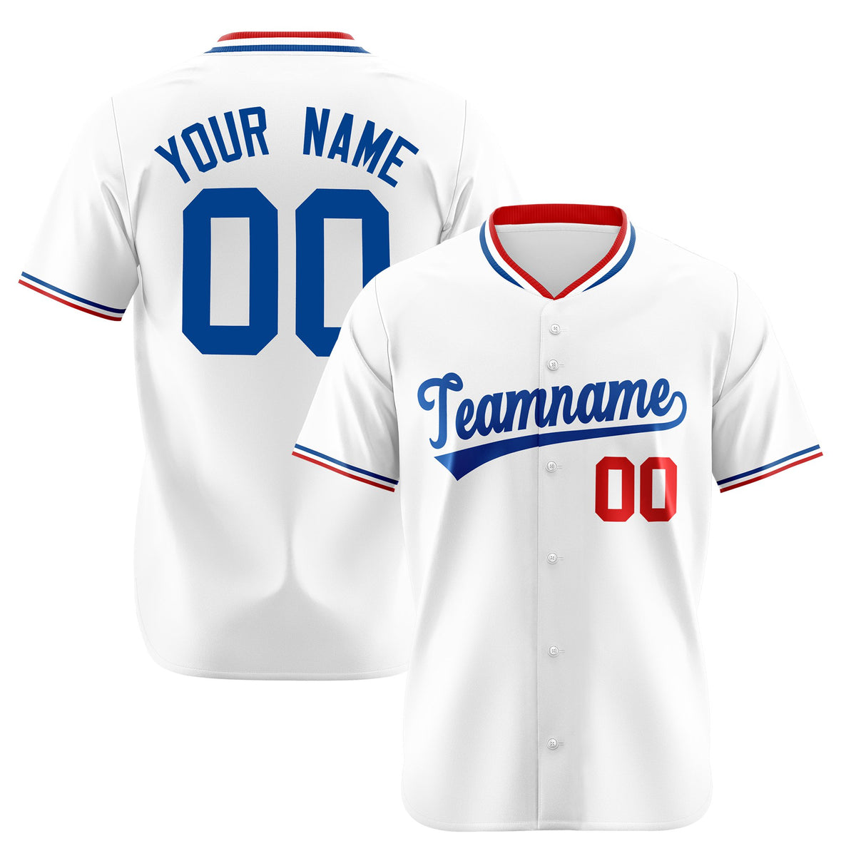 Custom White Red Blue Authentic Baseball Jersey