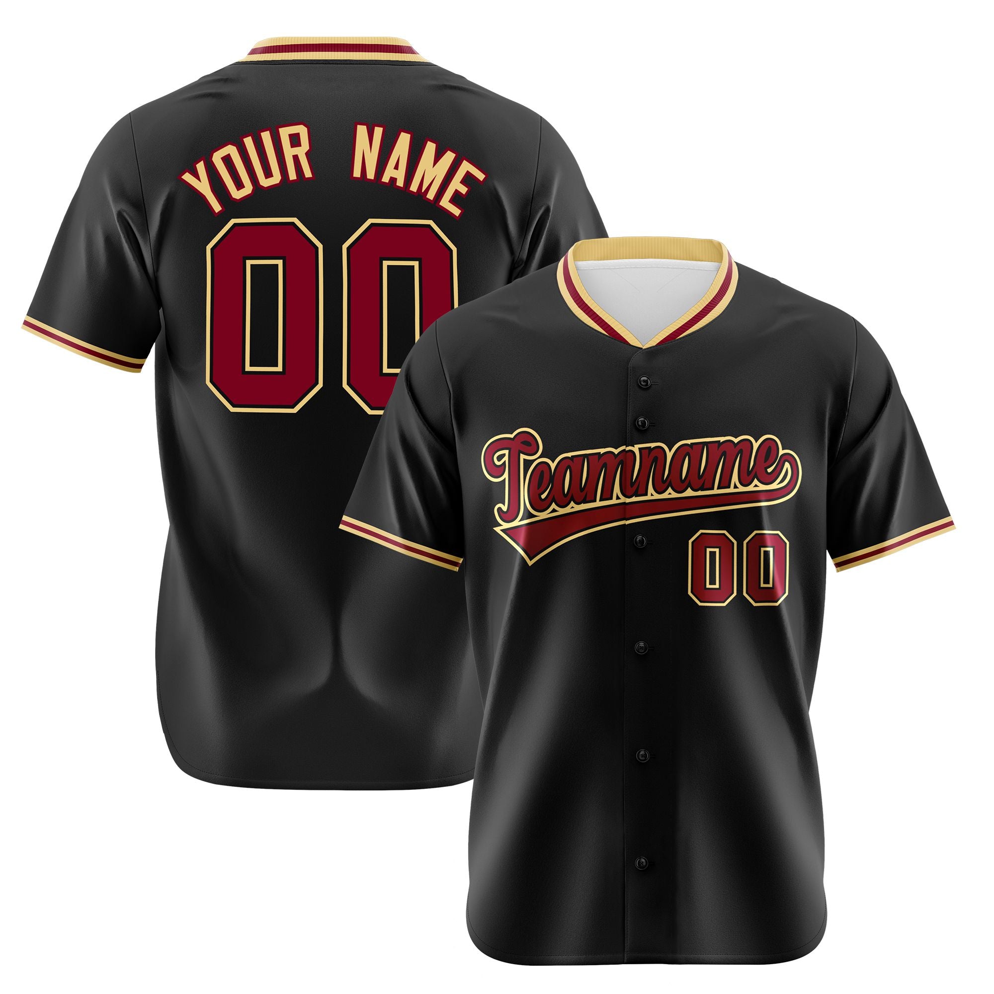 Custom Black Khaki Crimson Authentic Baseball Jersey