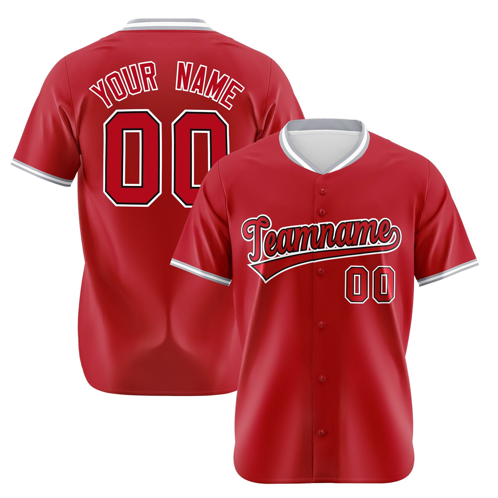 Custom Red Gray White Authentic Baseball Jersey
