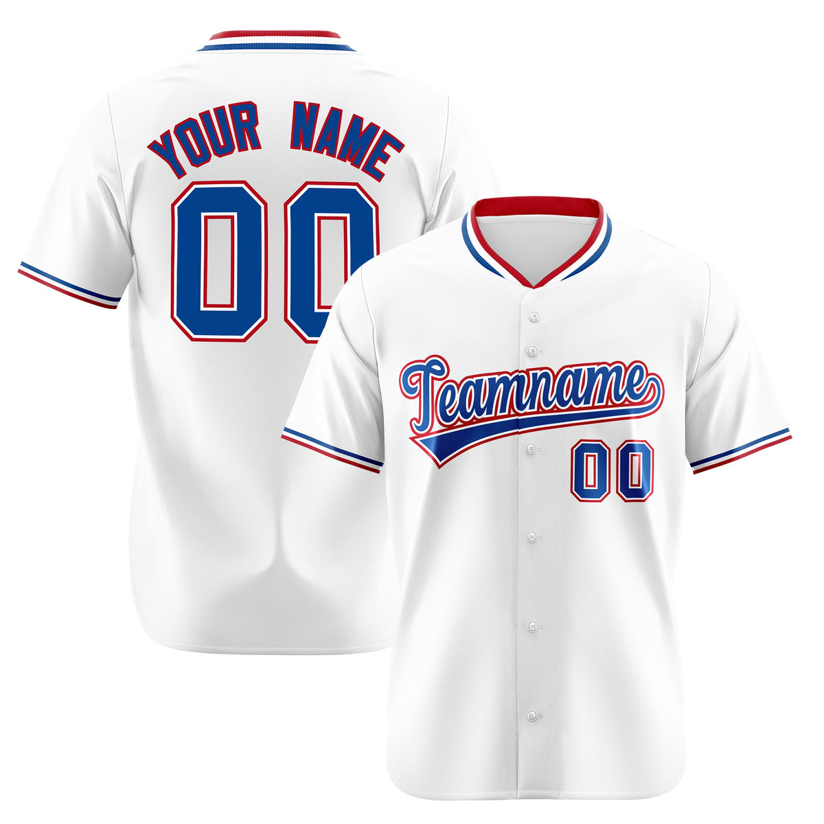 Custom White Royal Blue Red Authentic Baseball Jersey