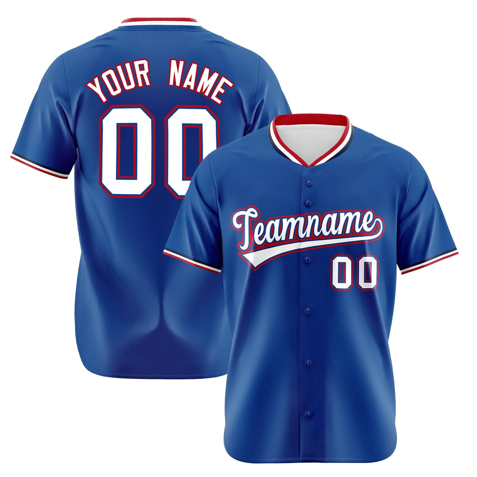 Custom Royal Blue Red White Authentic Baseball Jersey