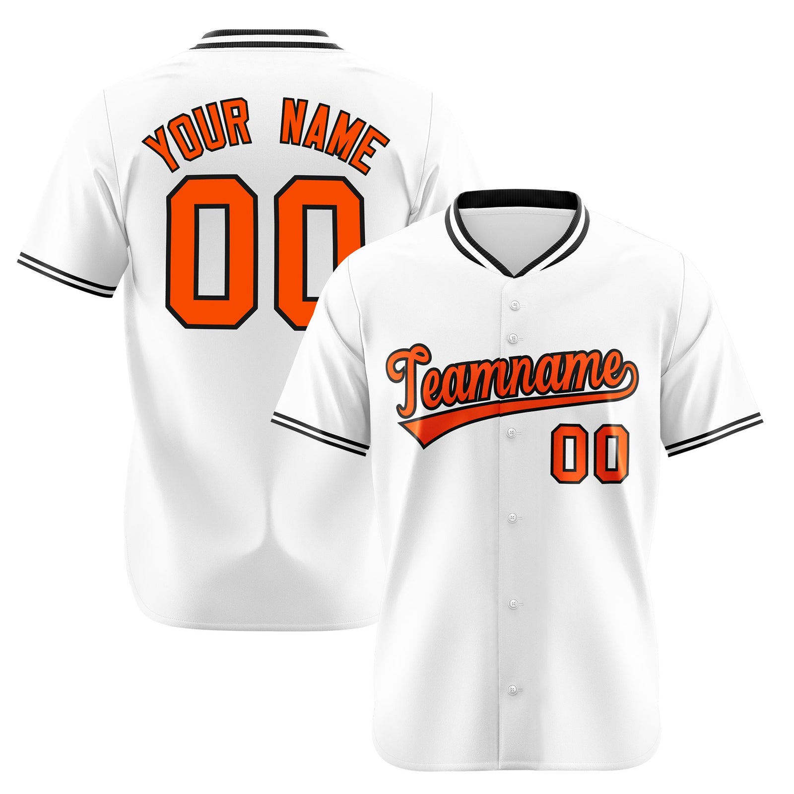 Custom White Orange Black Authentic Baseball Jersey