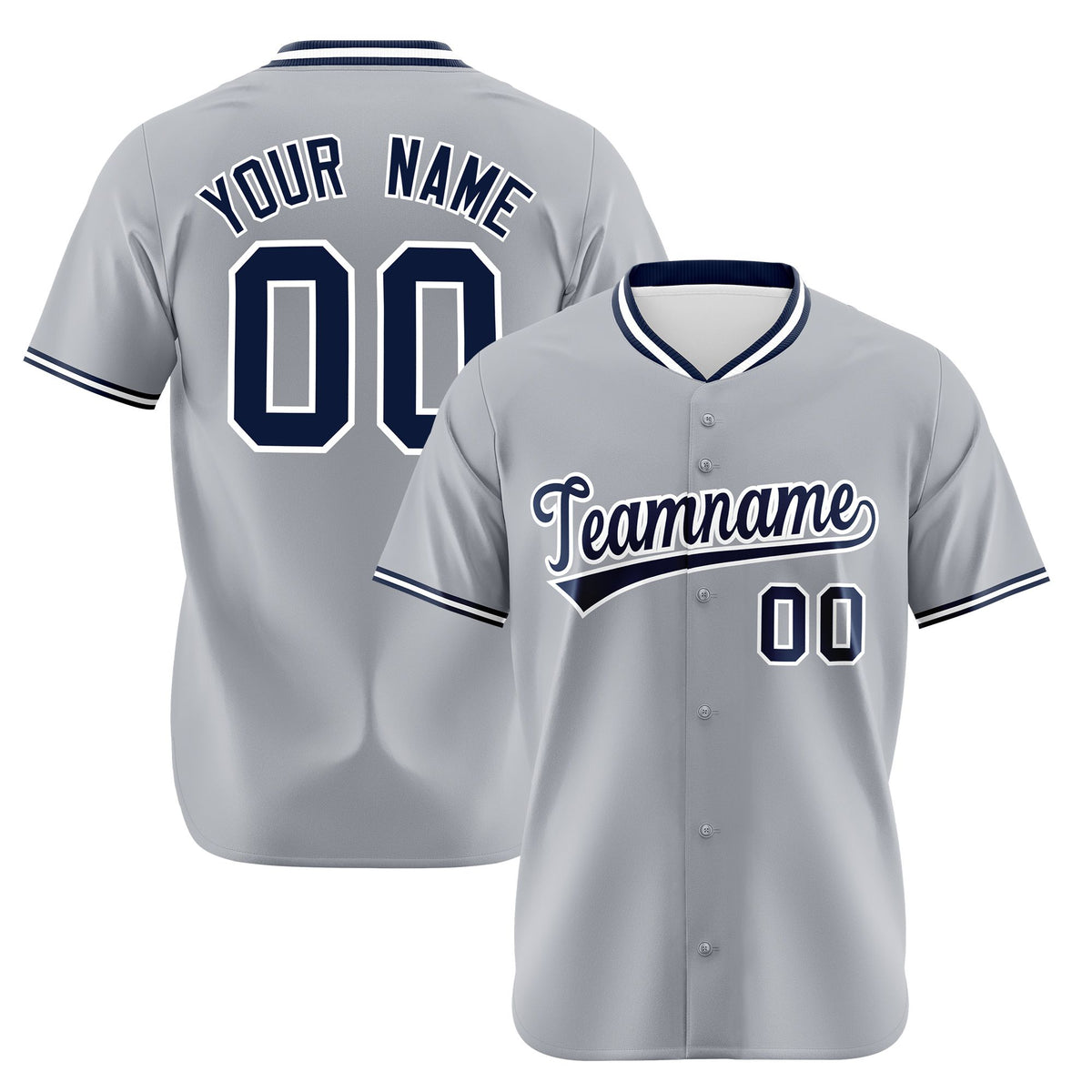 Custom Gray Navy White Authentic Baseball Jersey