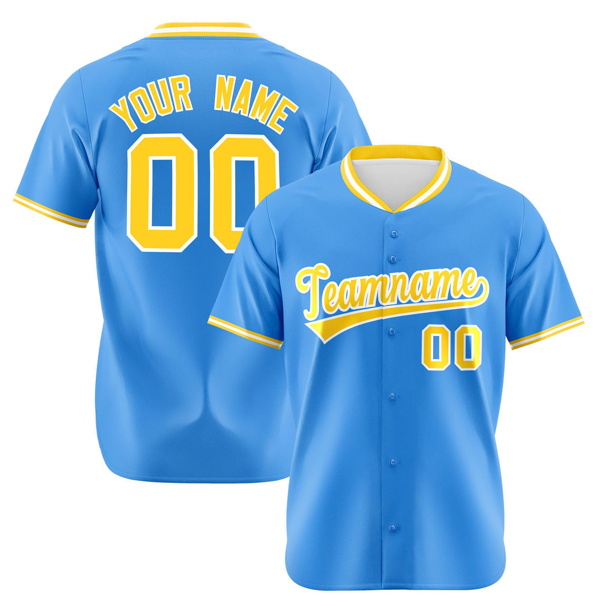 Custom Powder Blue Gold White Authentic Baseball Jersey