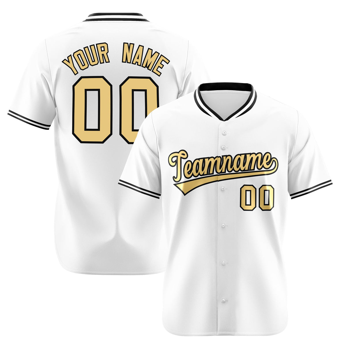 Custom White Khaki Black Authentic Baseball Jersey