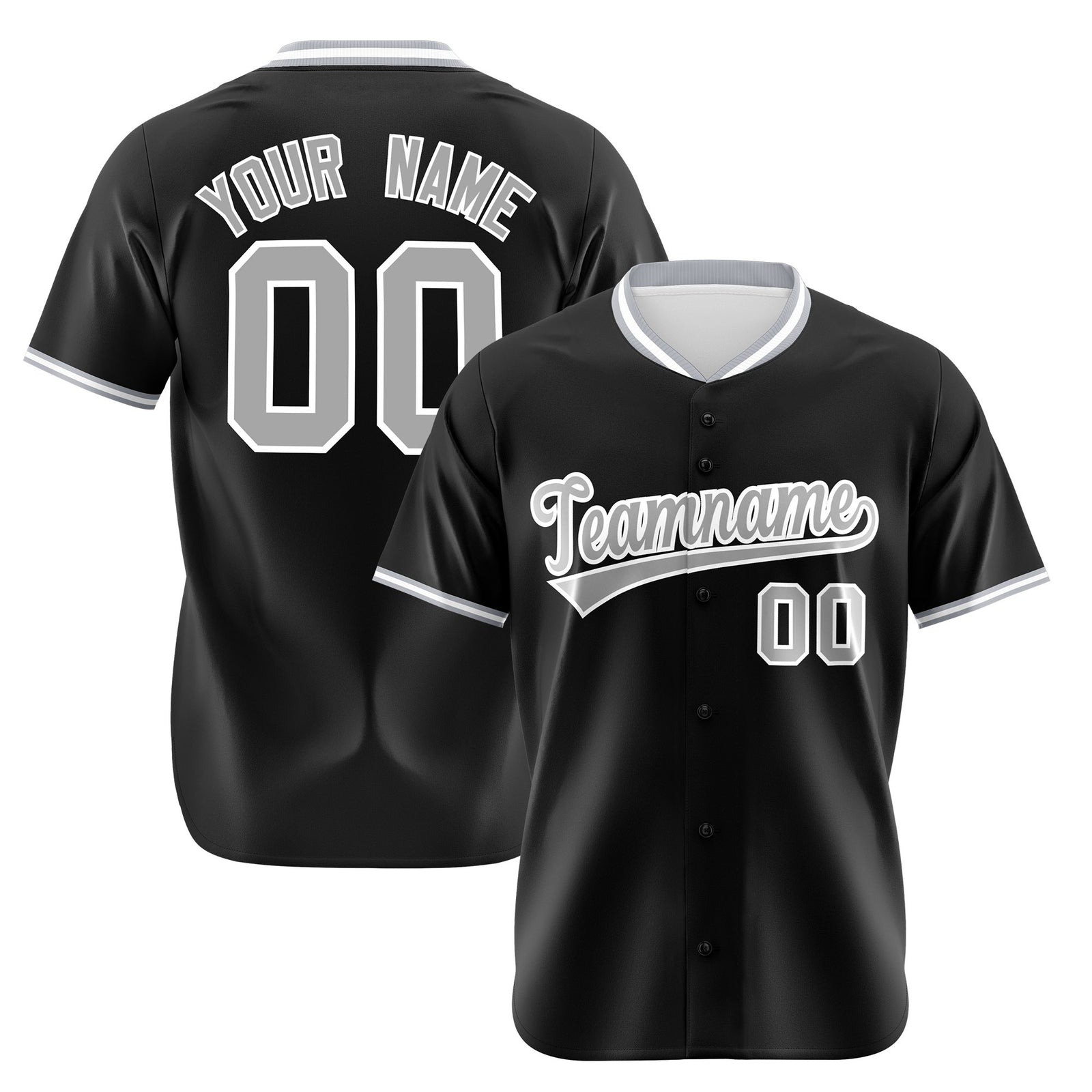 Custom Black Gray White Authentic Baseball Jersey