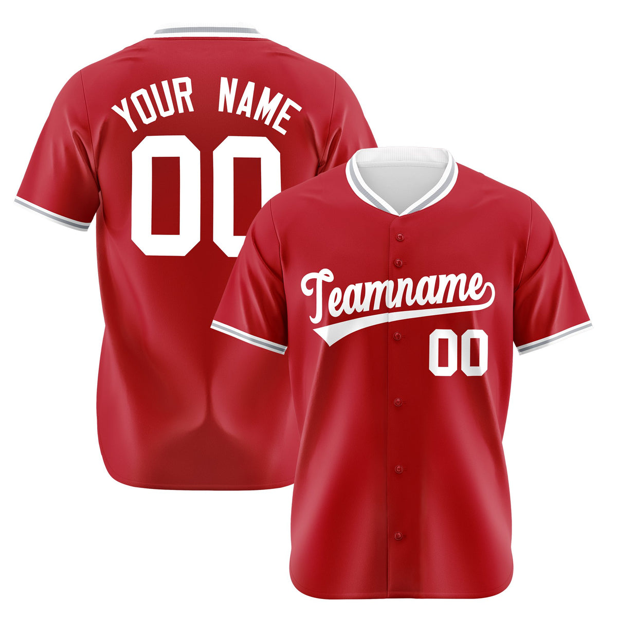 Custom Red Gray White Authentic Baseball Jersey