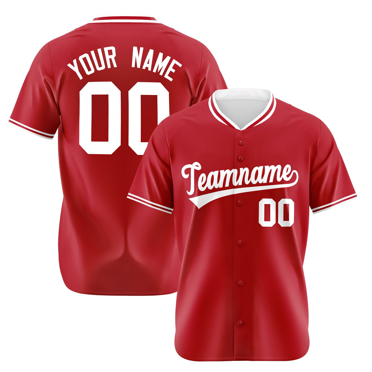 Custom Red White Authentic Baseball Jersey