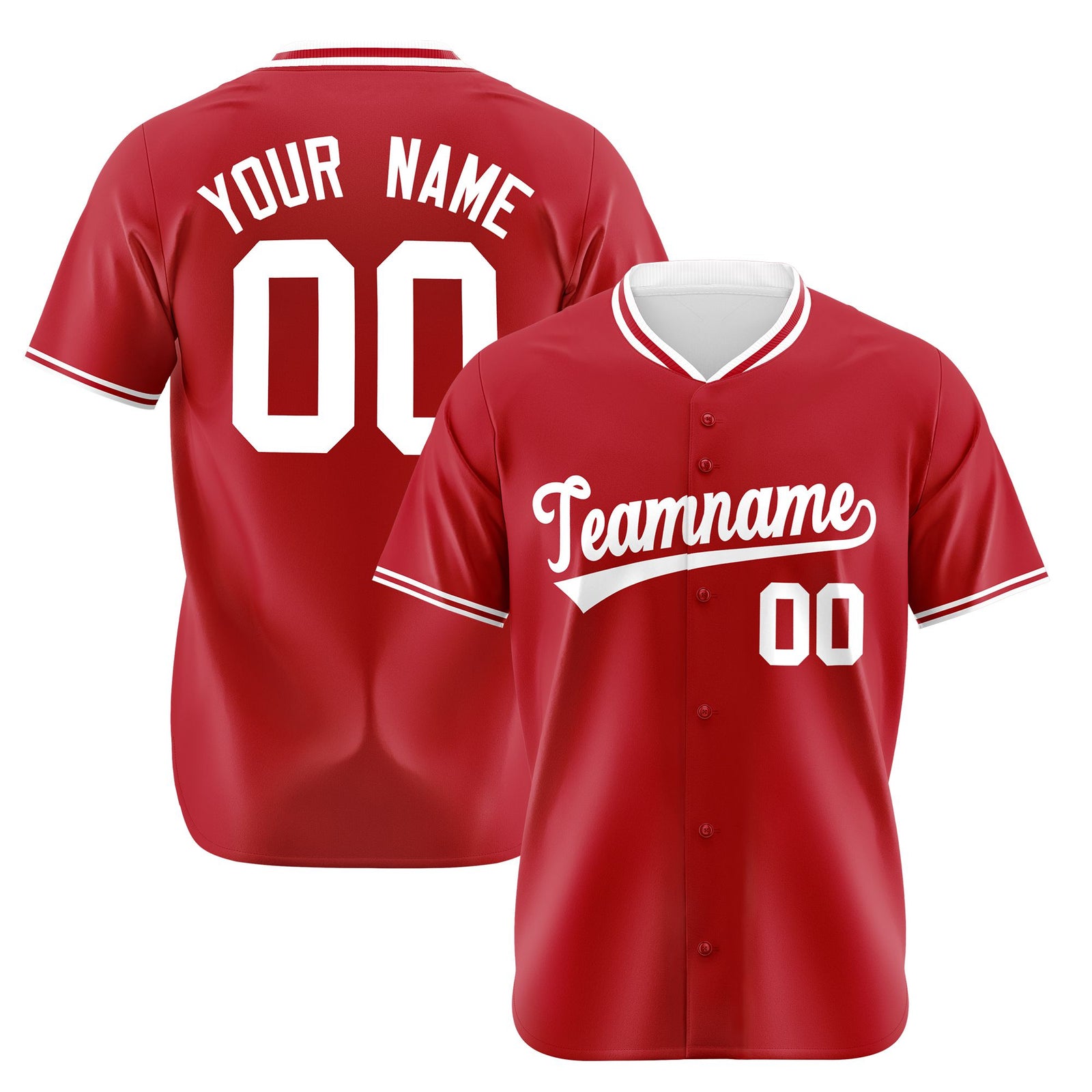 Custom Red White Authentic Baseball Jersey