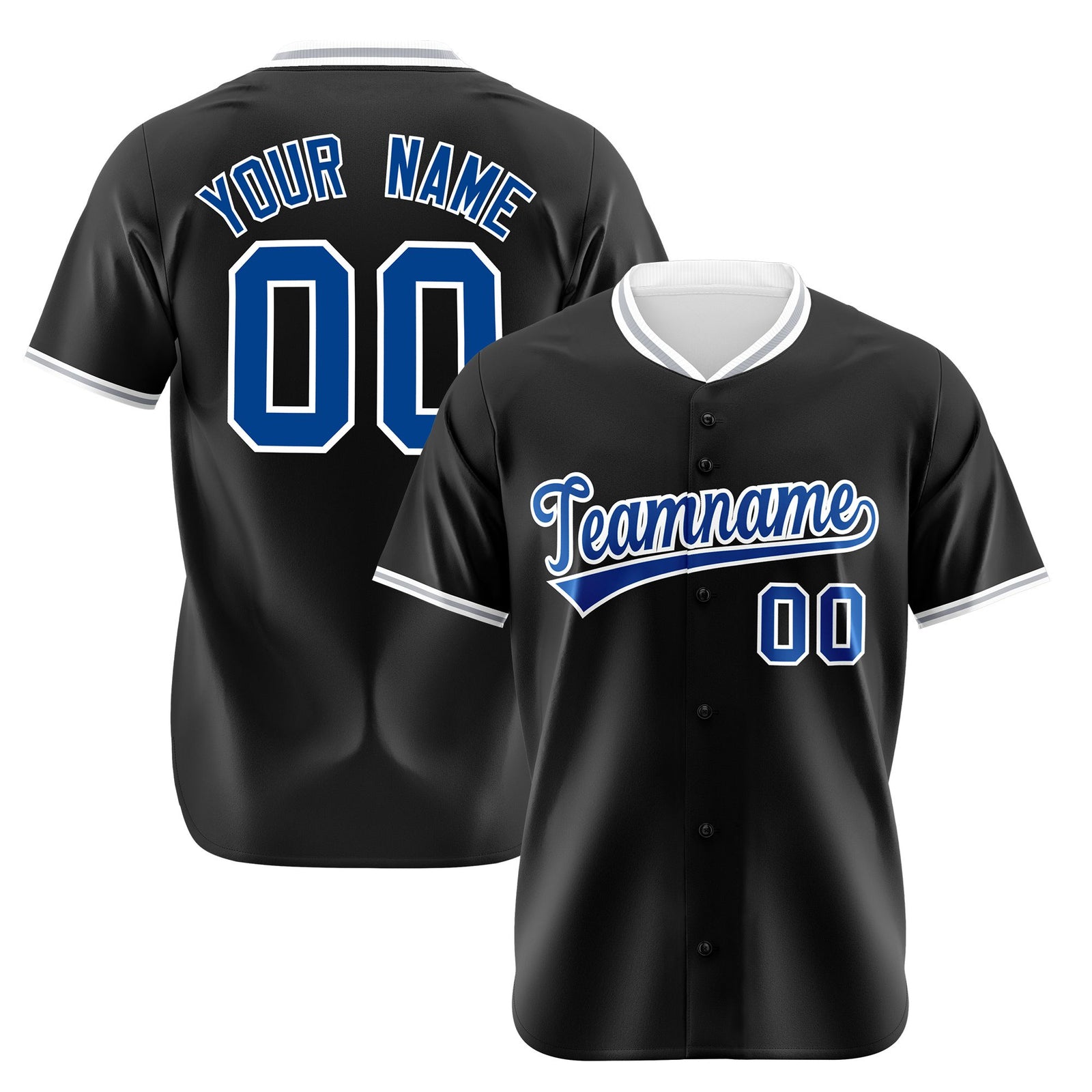 Custom Black Royal Blue White Authentic Baseball Jersey