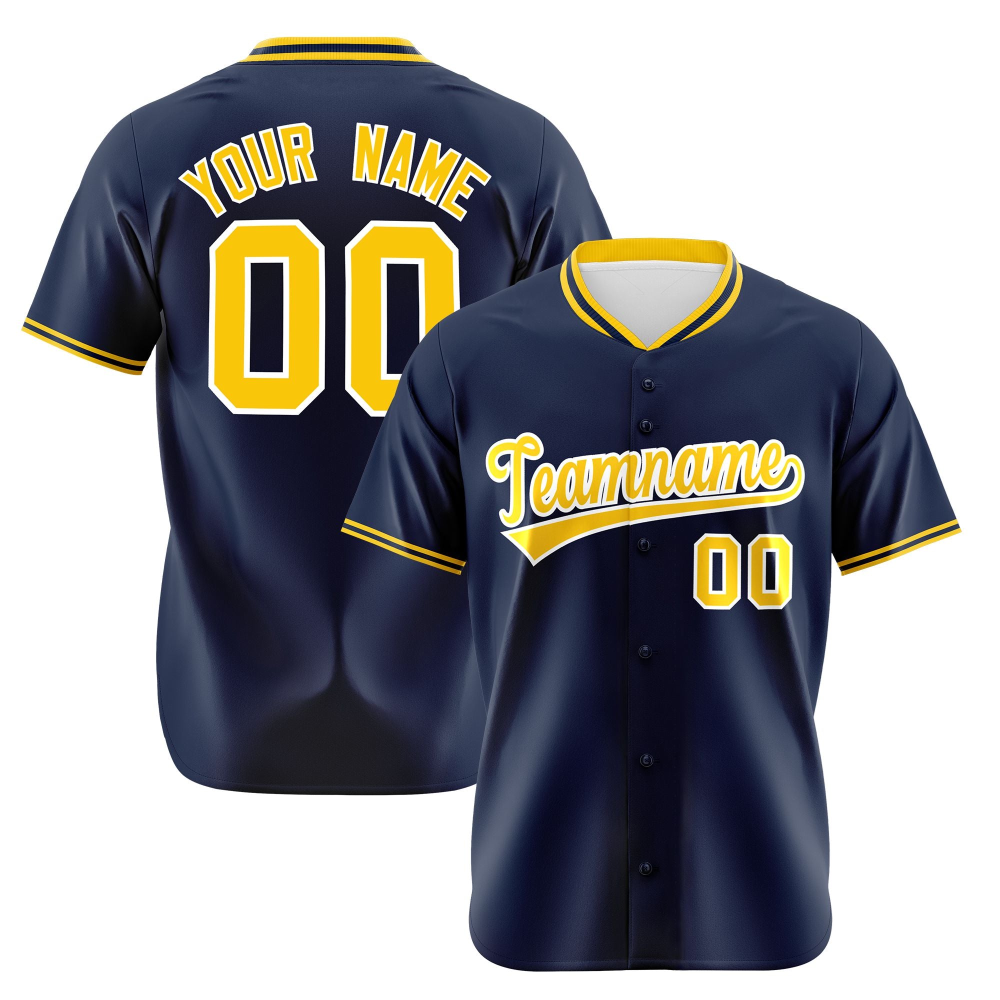 Custom Navy Gold White Authentic Baseball Jersey