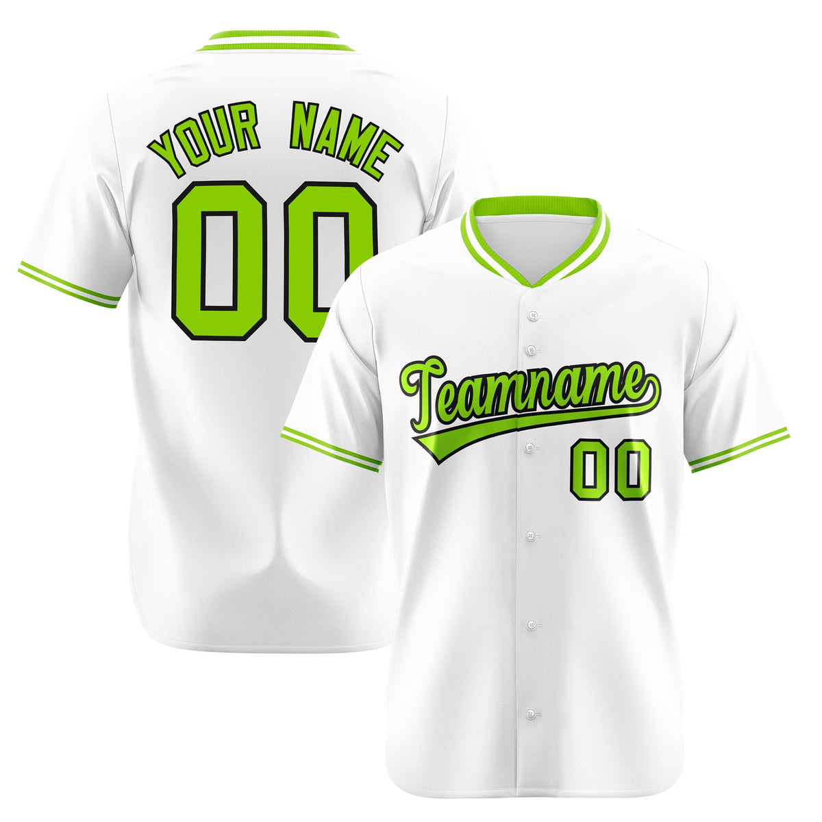 Custom White Neon Green Authentic Baseball Jersey