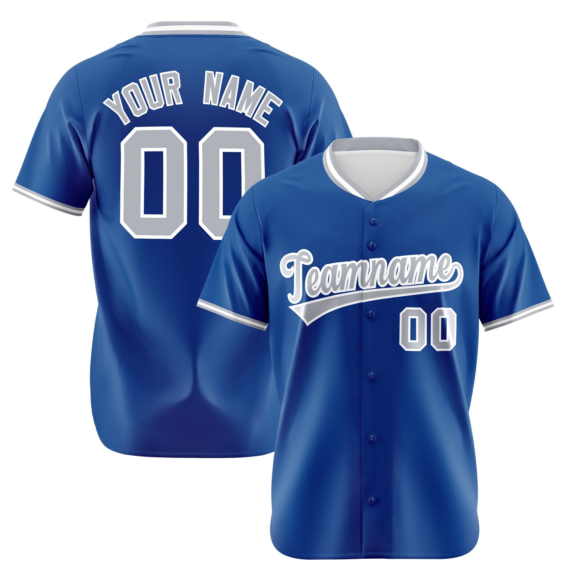 Custom Royal Blue Gray White Authentic Baseball Jersey