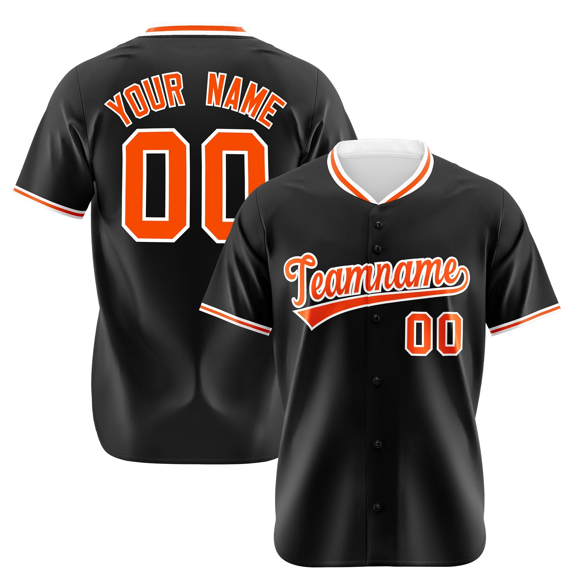 Custom Black Orange White Authentic Baseball Jersey