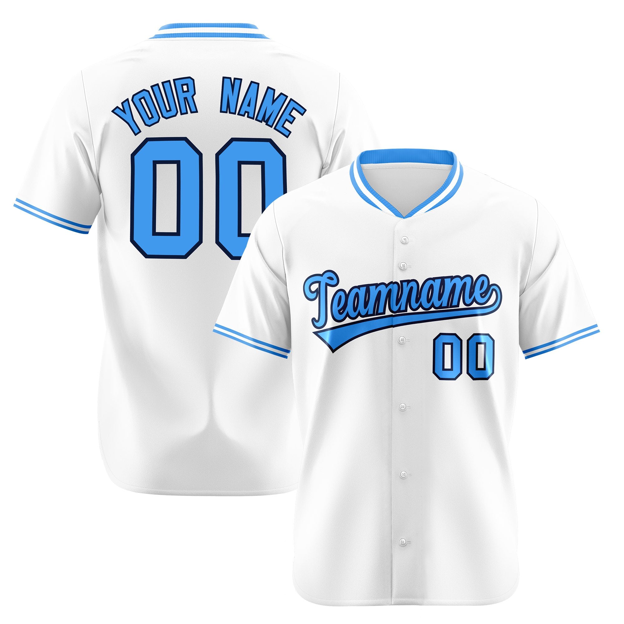 Custom White Light Blue Authentic Baseball Jersey