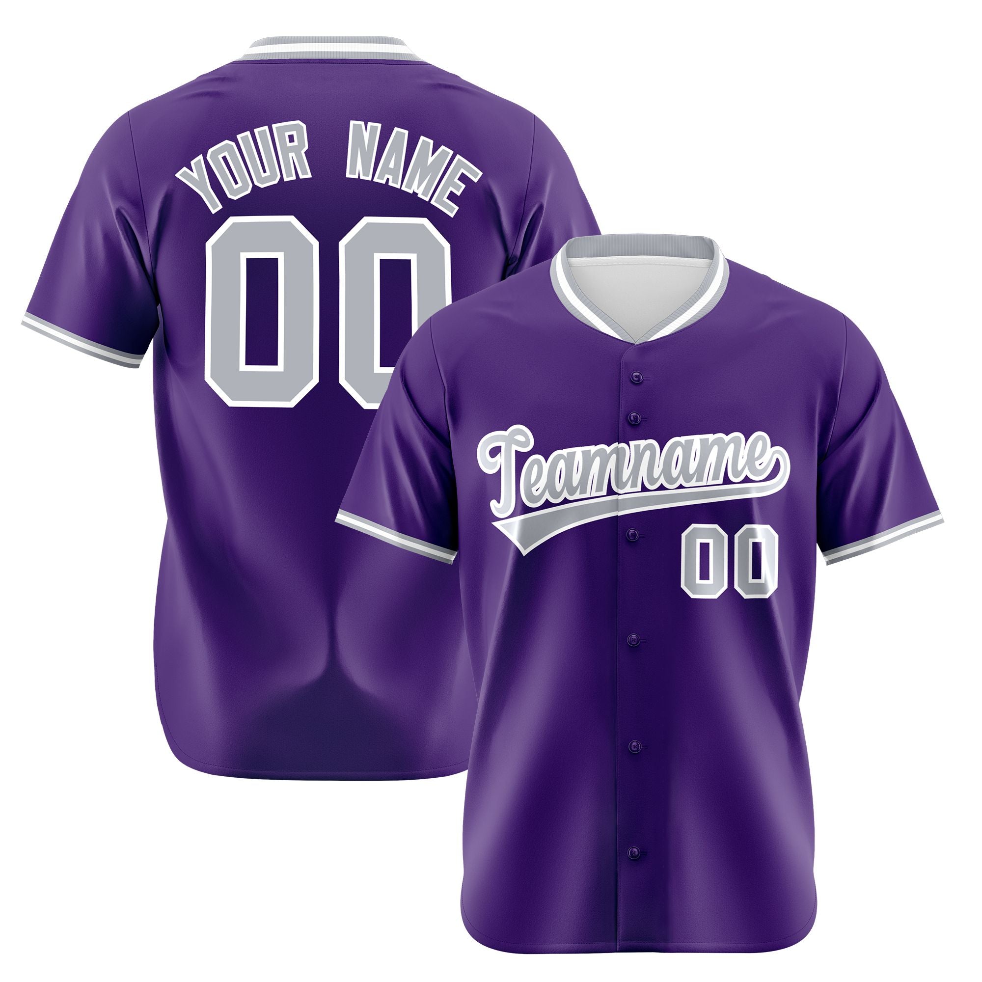 Custom Purple Gray White Authentic Baseball Jersey