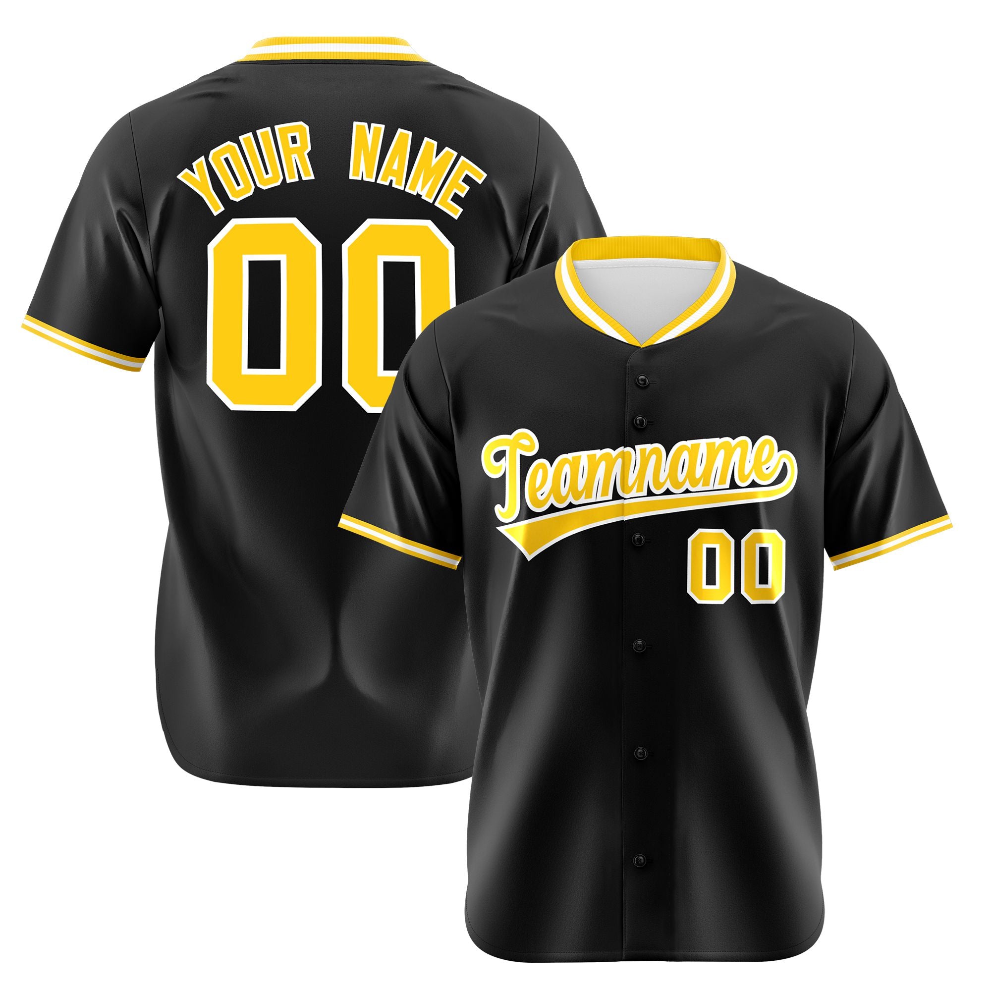 Custom Black Gold White Authentic Baseball Jersey