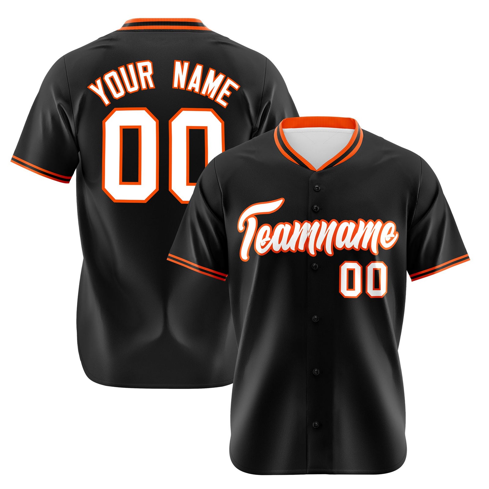 Custom Black Orange White Authentic Baseball Jersey