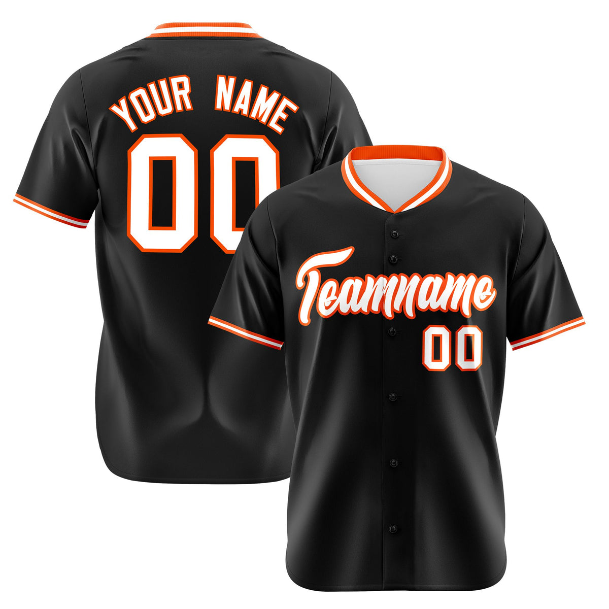 Custom Black Orange White Authentic Baseball Jersey