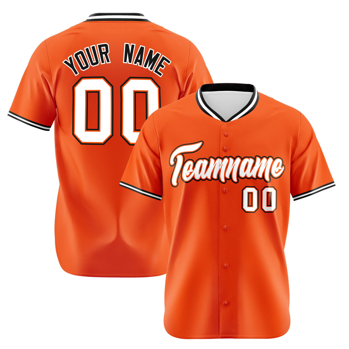 Custom Orange Black White Authentic Baseball Jersey