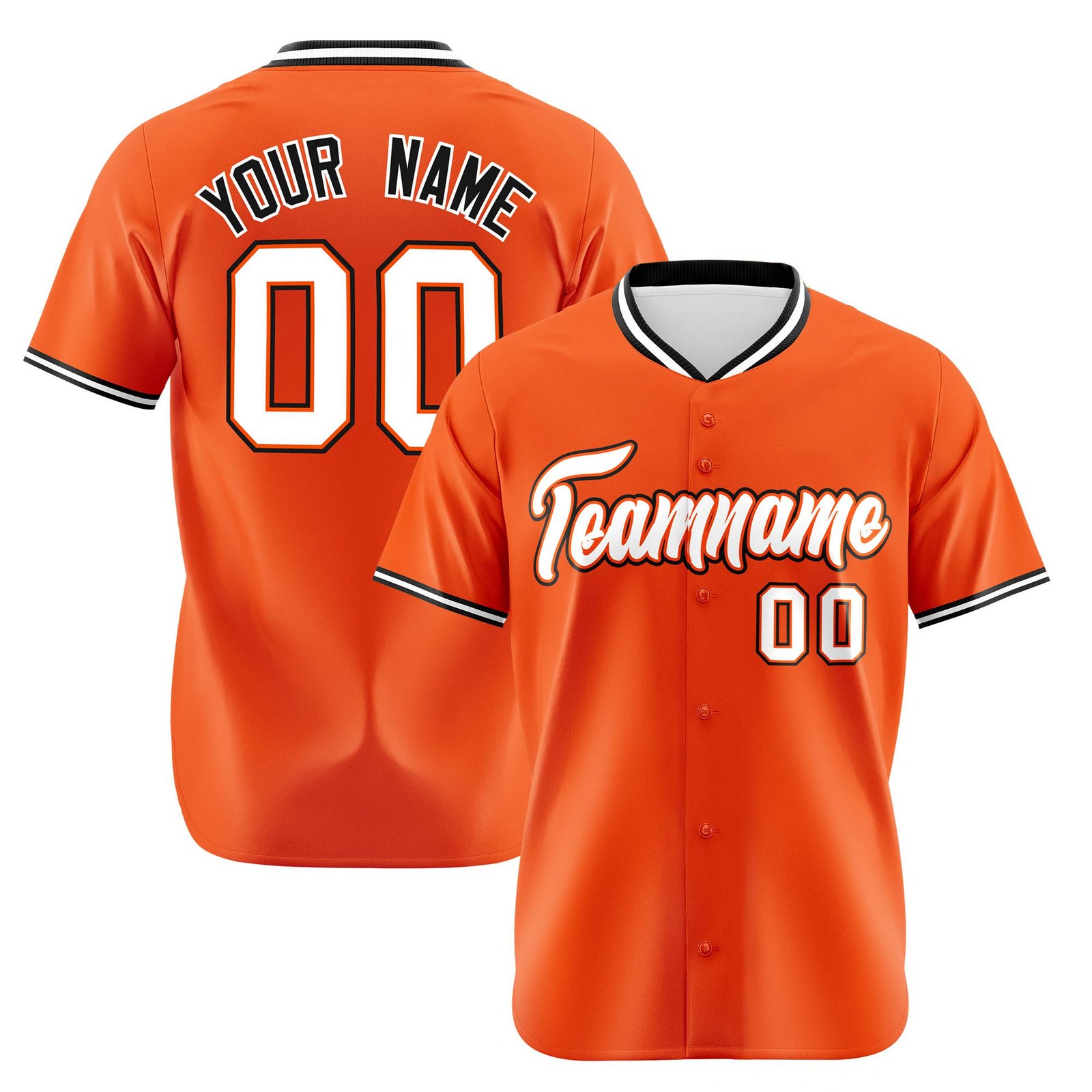 Custom Orange Black White Authentic Baseball Jersey