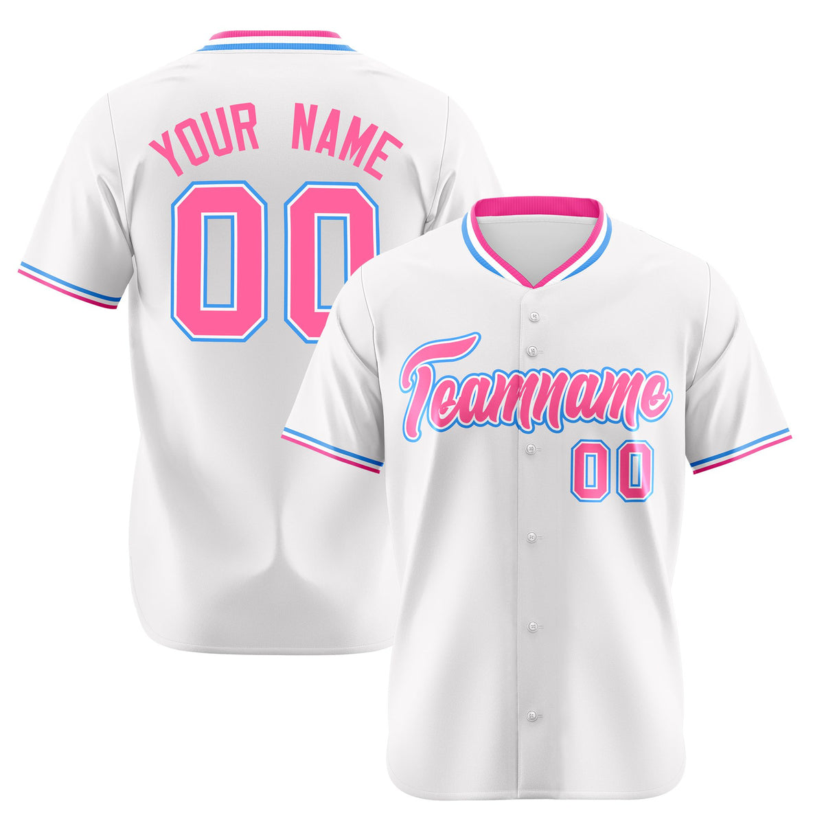 Custom White Pink Authentic Baseball Jersey