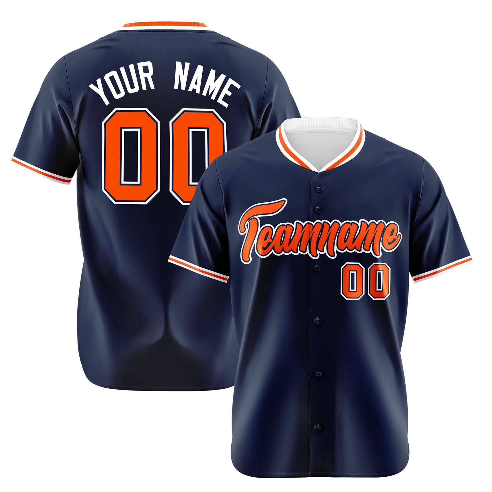 Custom Navy Orange White Authentic Baseball Jersey
