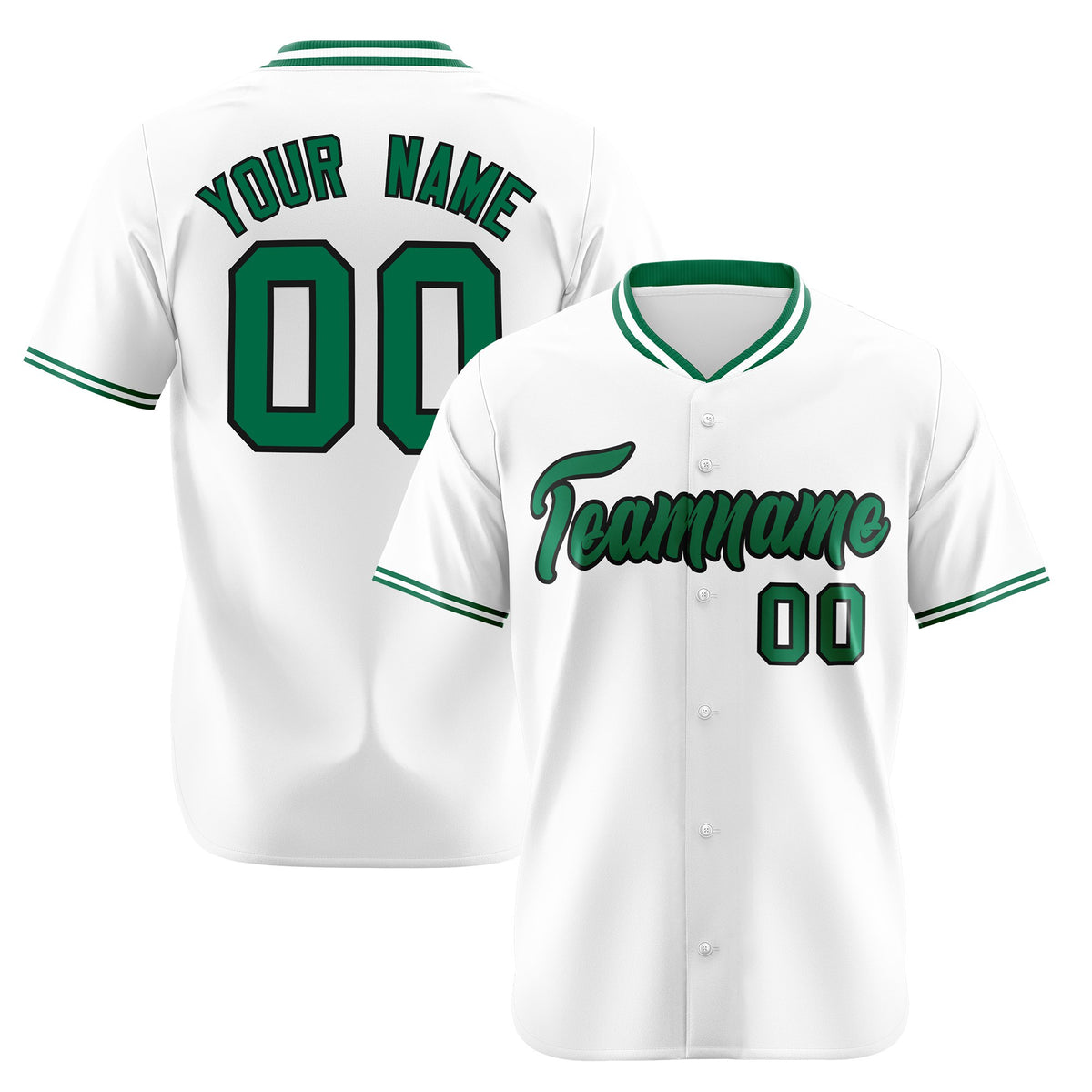 Custom White Kelly Green Black Authentic Baseball Jersey