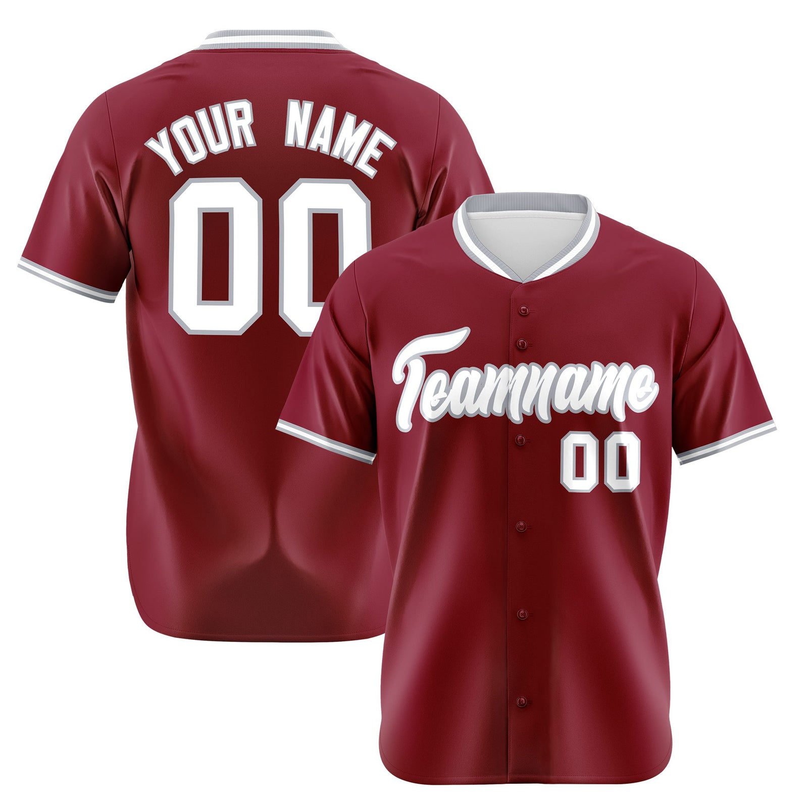 Custom Crimson Gray White Authentic Baseball Jersey