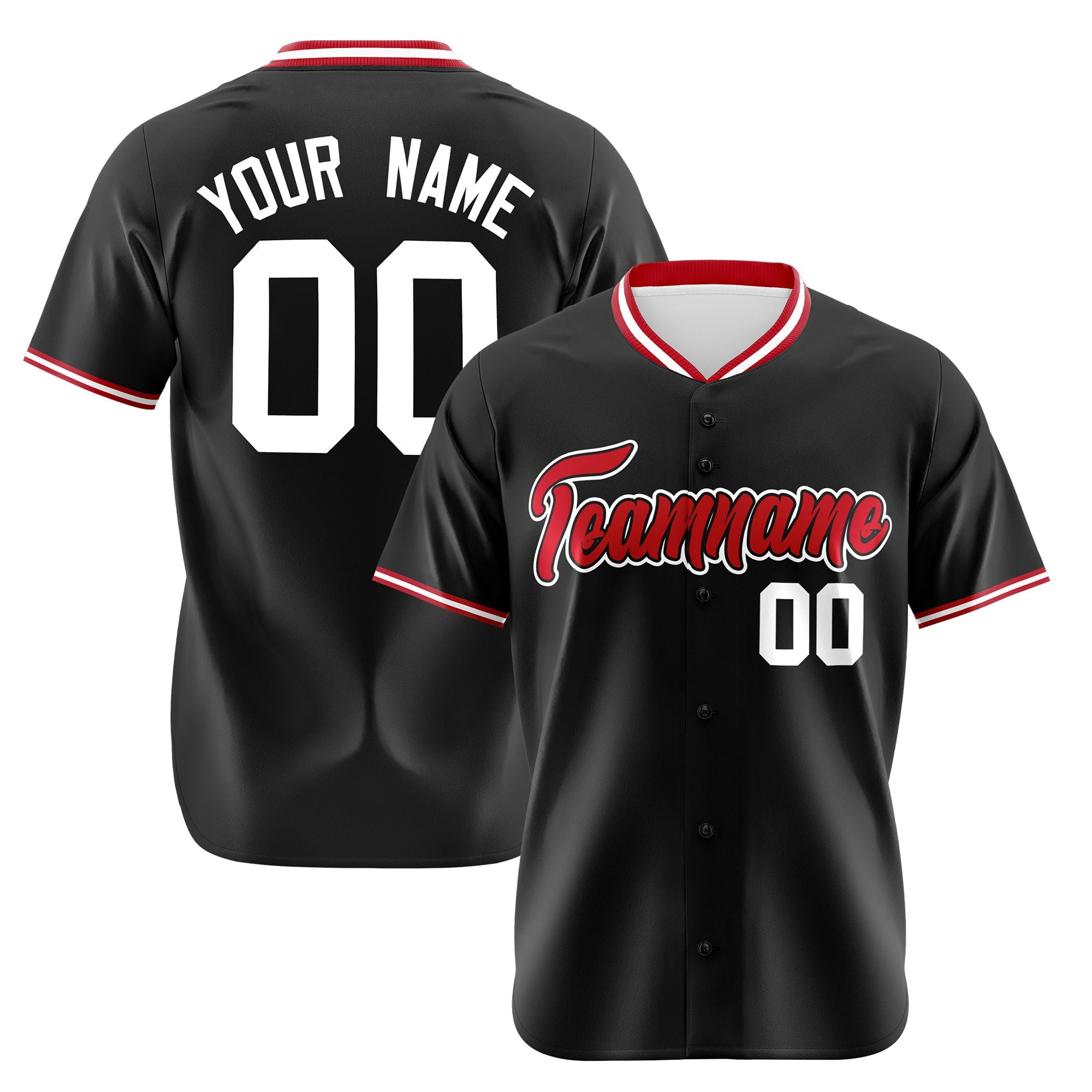 Custom Black Red White Authentic Baseball Jersey