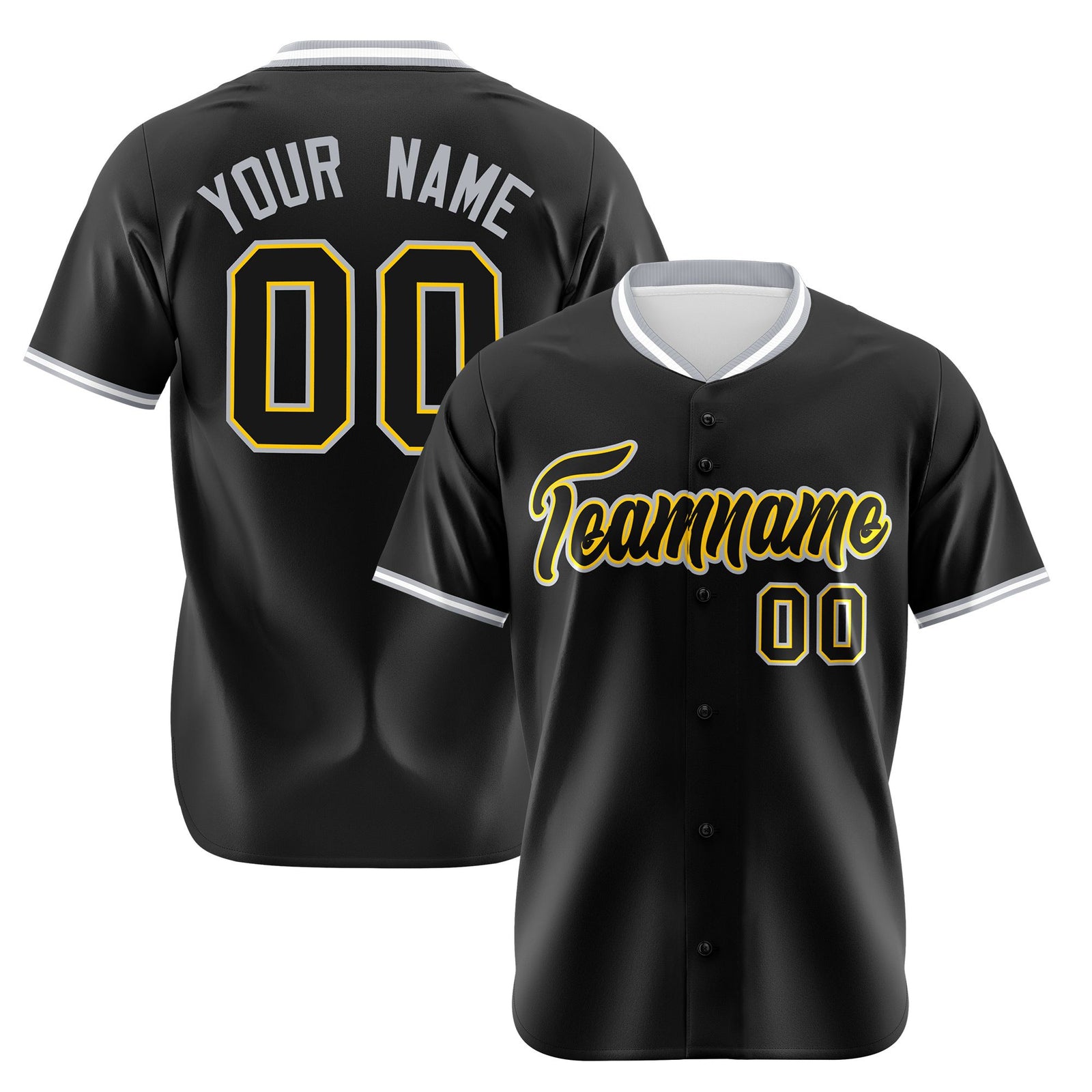 Custom Black Gold White Authentic Baseball Jersey