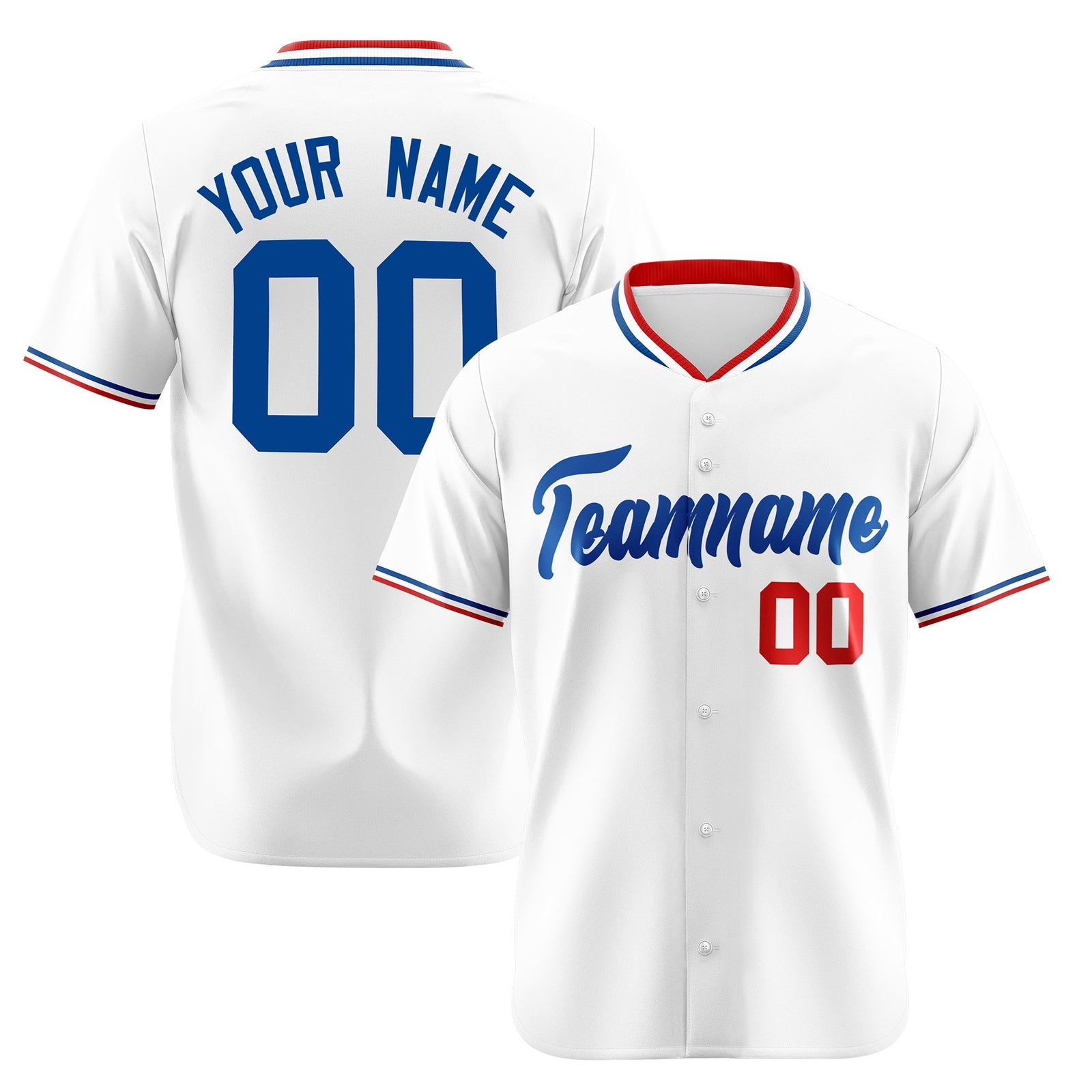 Custom White Red Blue Authentic Baseball Jersey