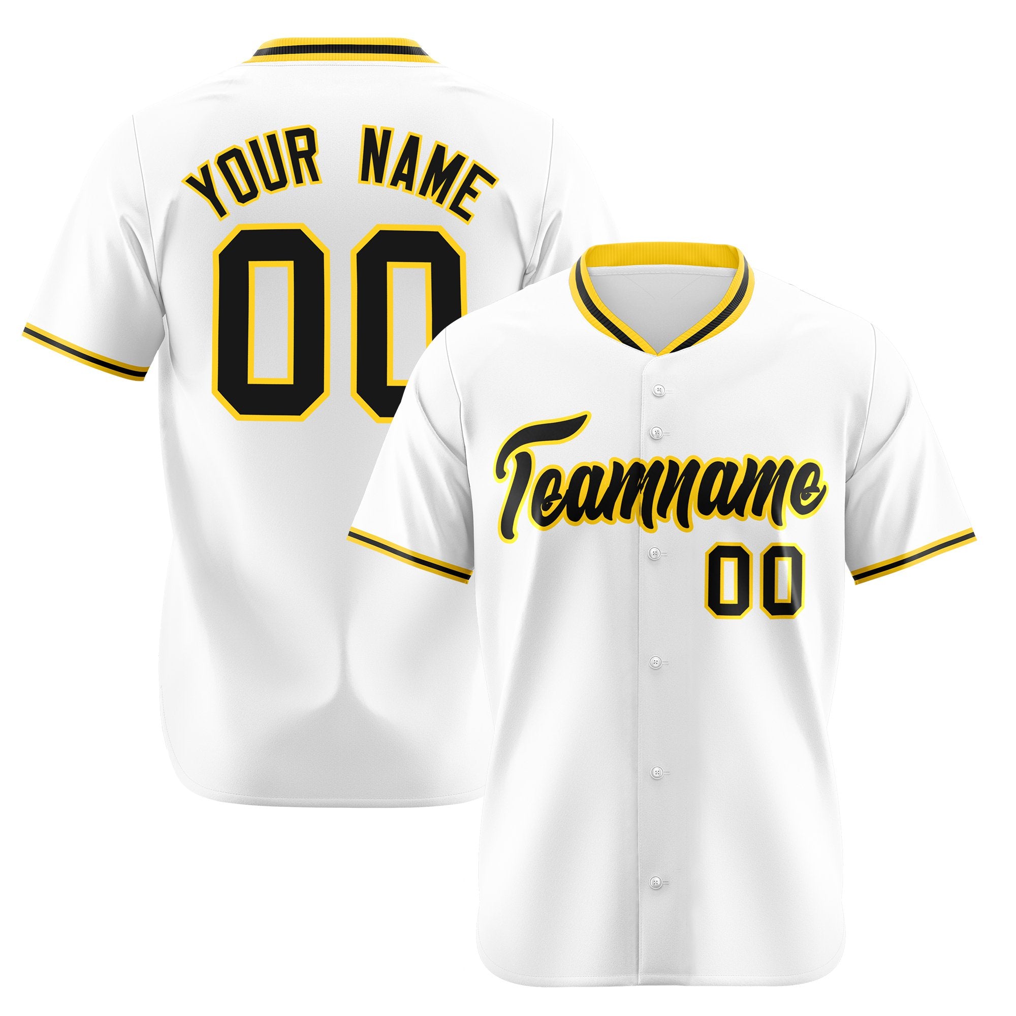 Custom White Yellow Black Authentic Baseball Jersey