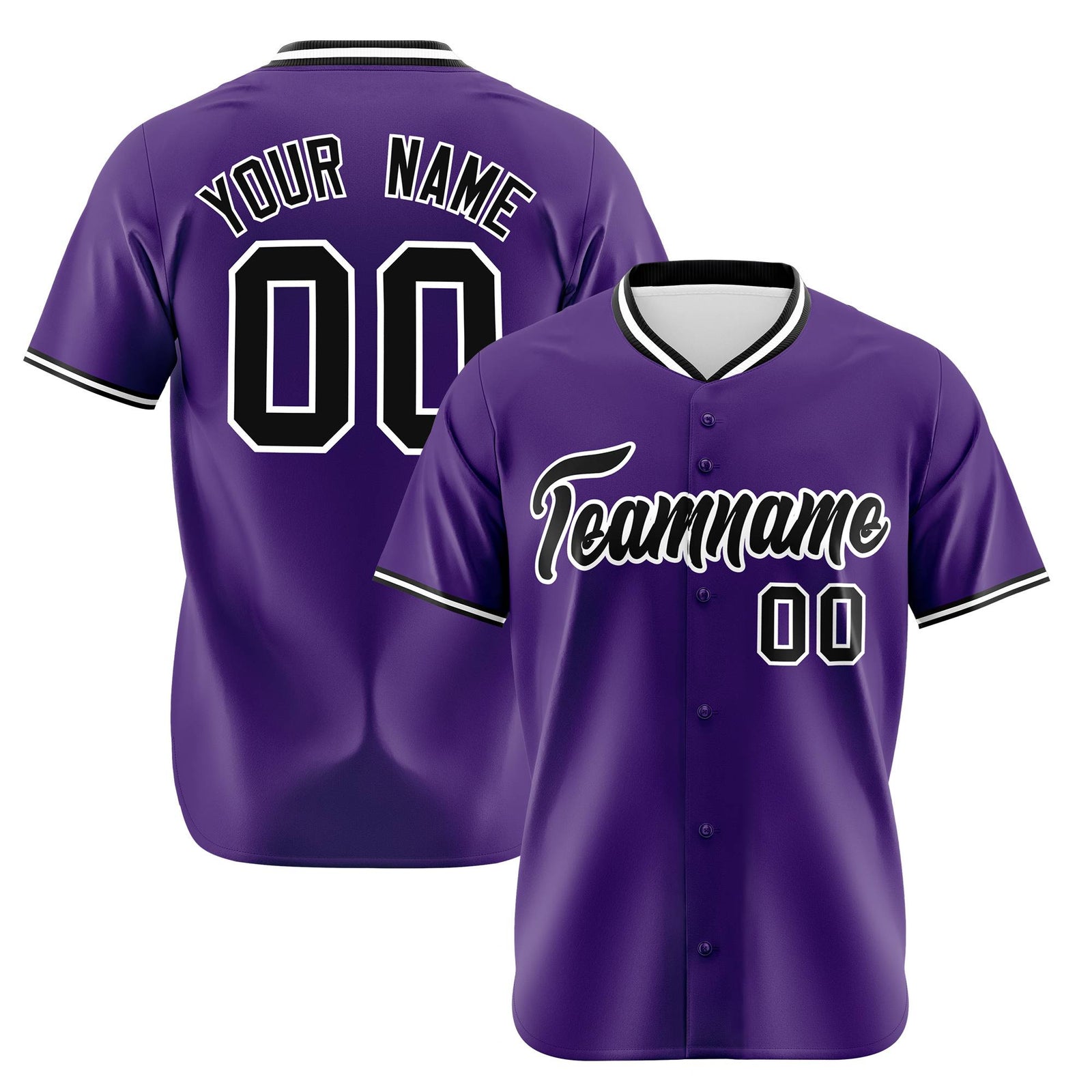 Custom Purple Black White Authentic Baseball Jersey