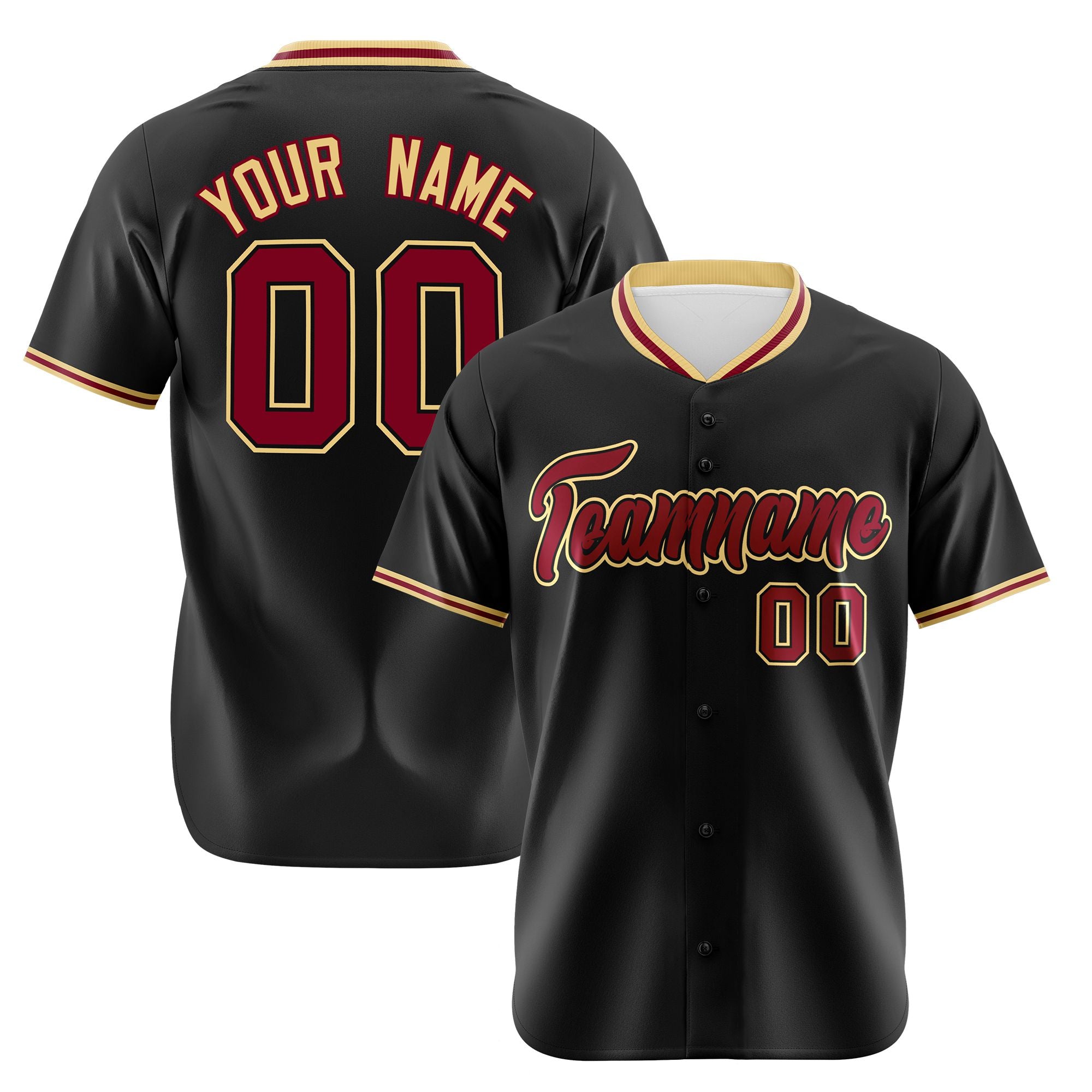 Custom Black Khaki Crimson Authentic Baseball Jersey