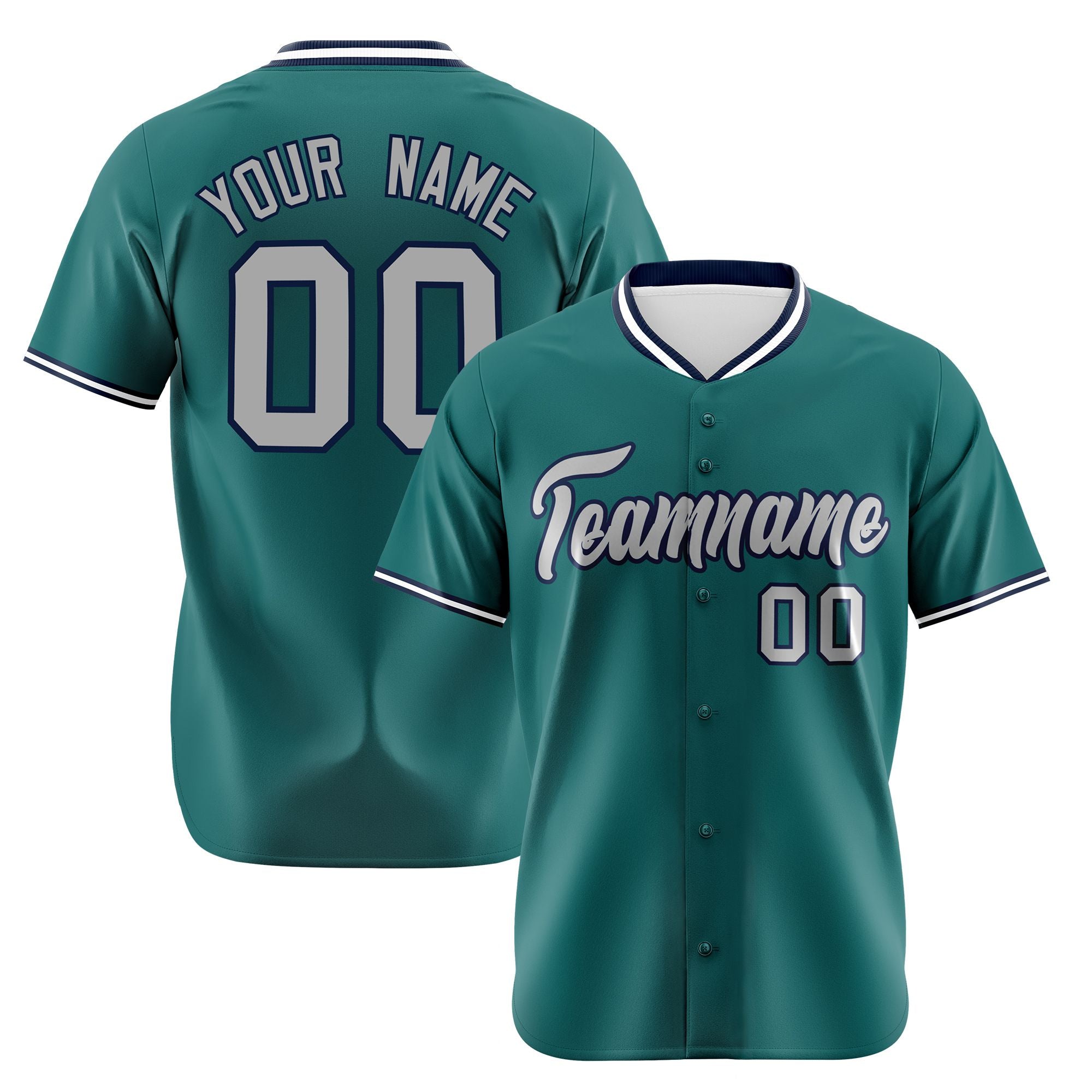 Custom Aqua Navy Gray Authentic Baseball Jersey