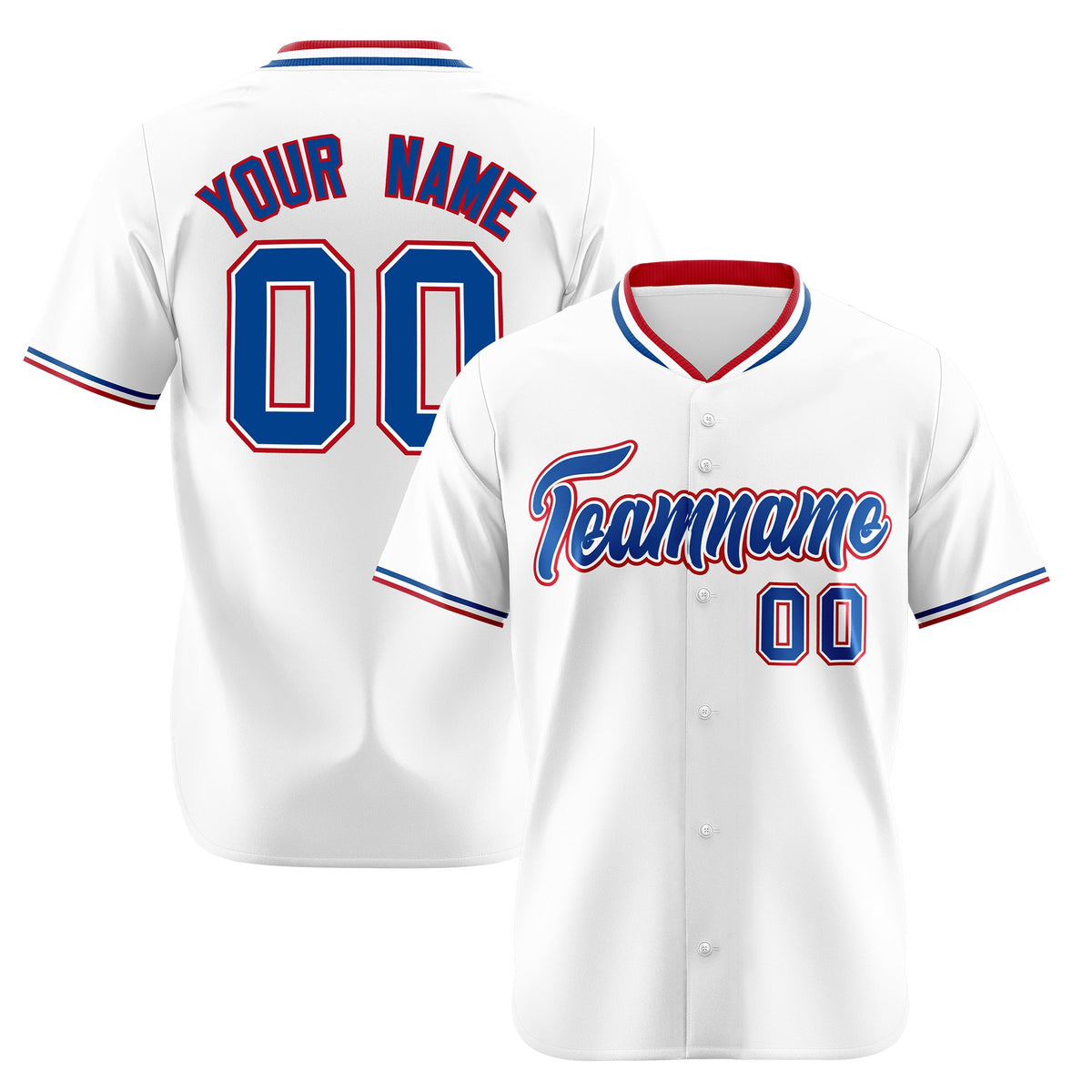 Custom White Royal Blue Red Authentic Baseball Jersey