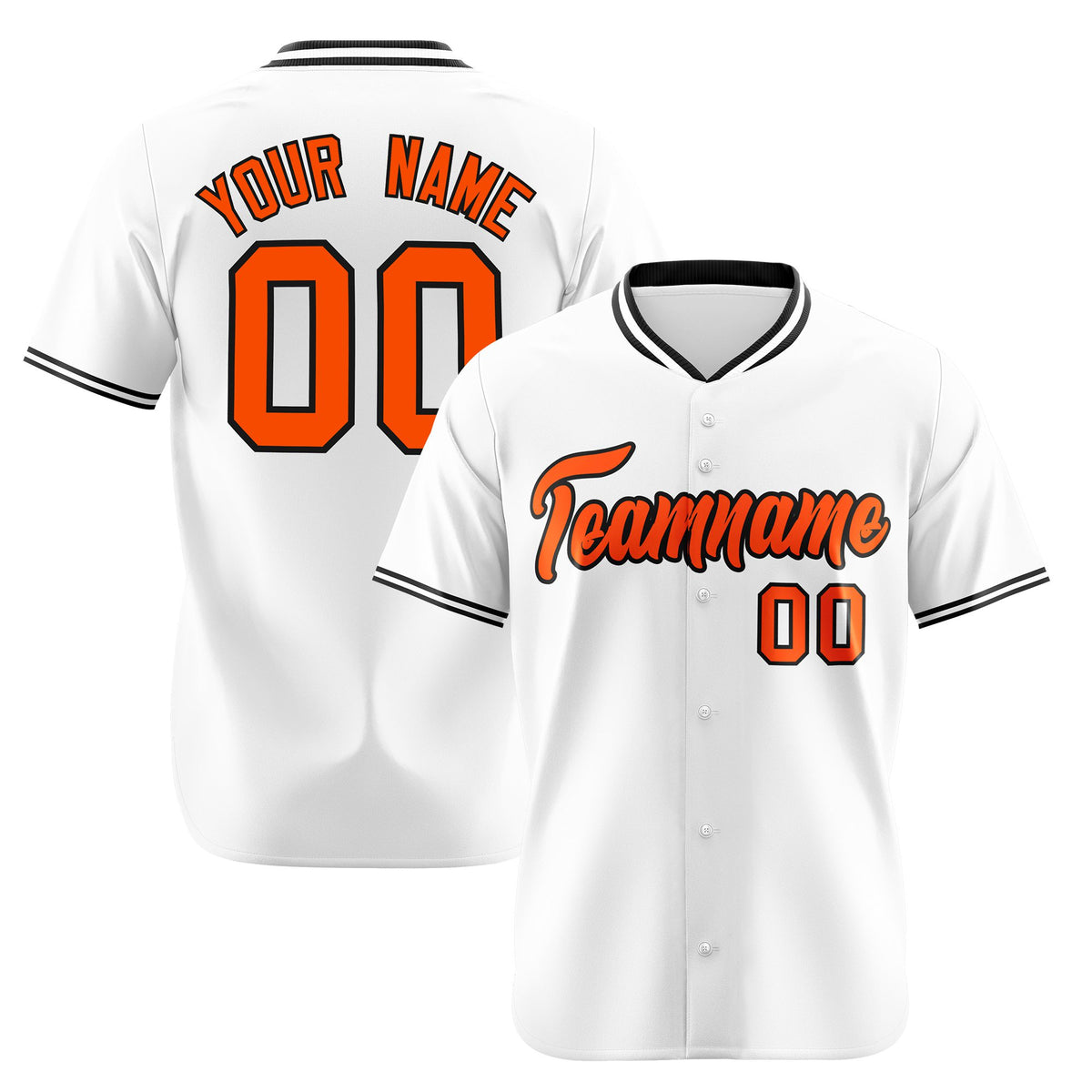 Custom White Orange Black Authentic Baseball Jersey