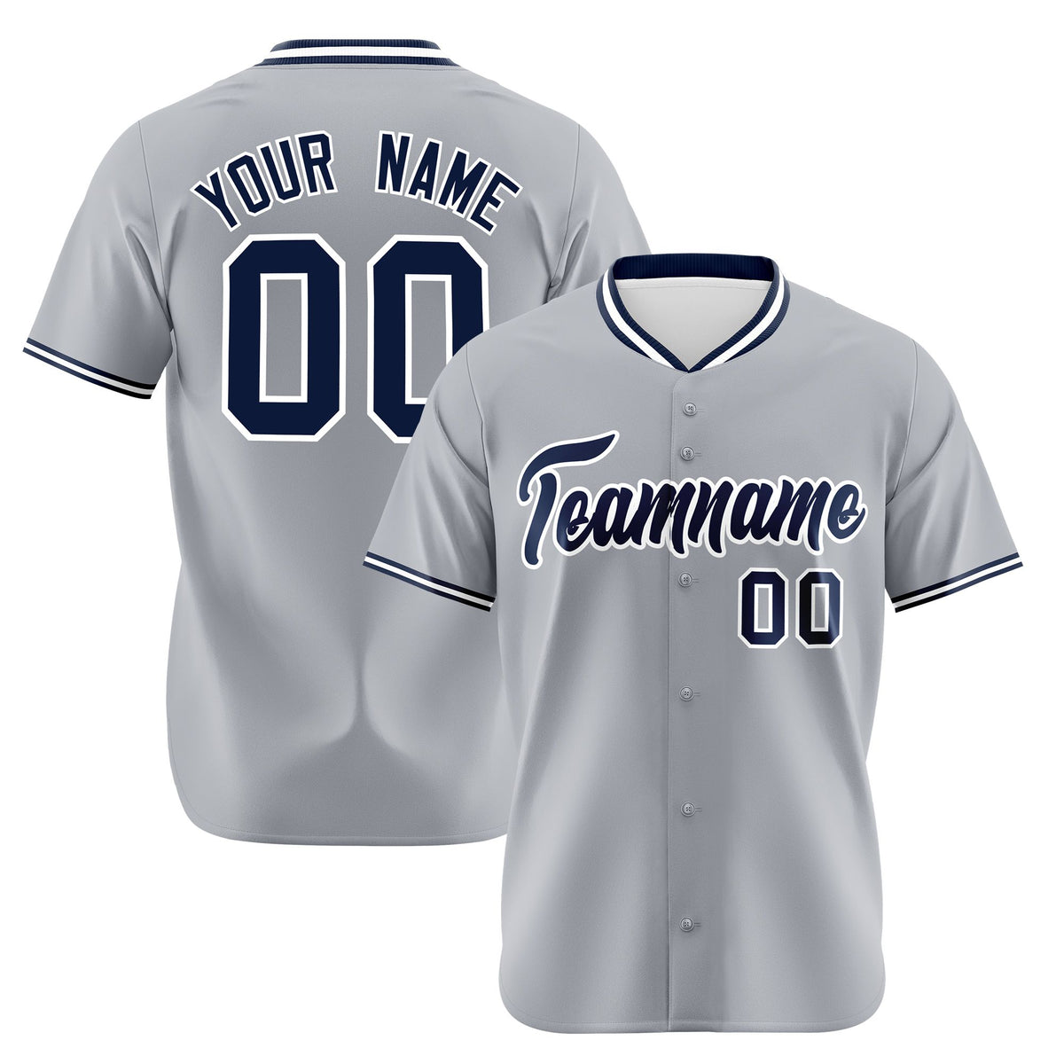 Custom Gray Navy White Authentic Baseball Jersey