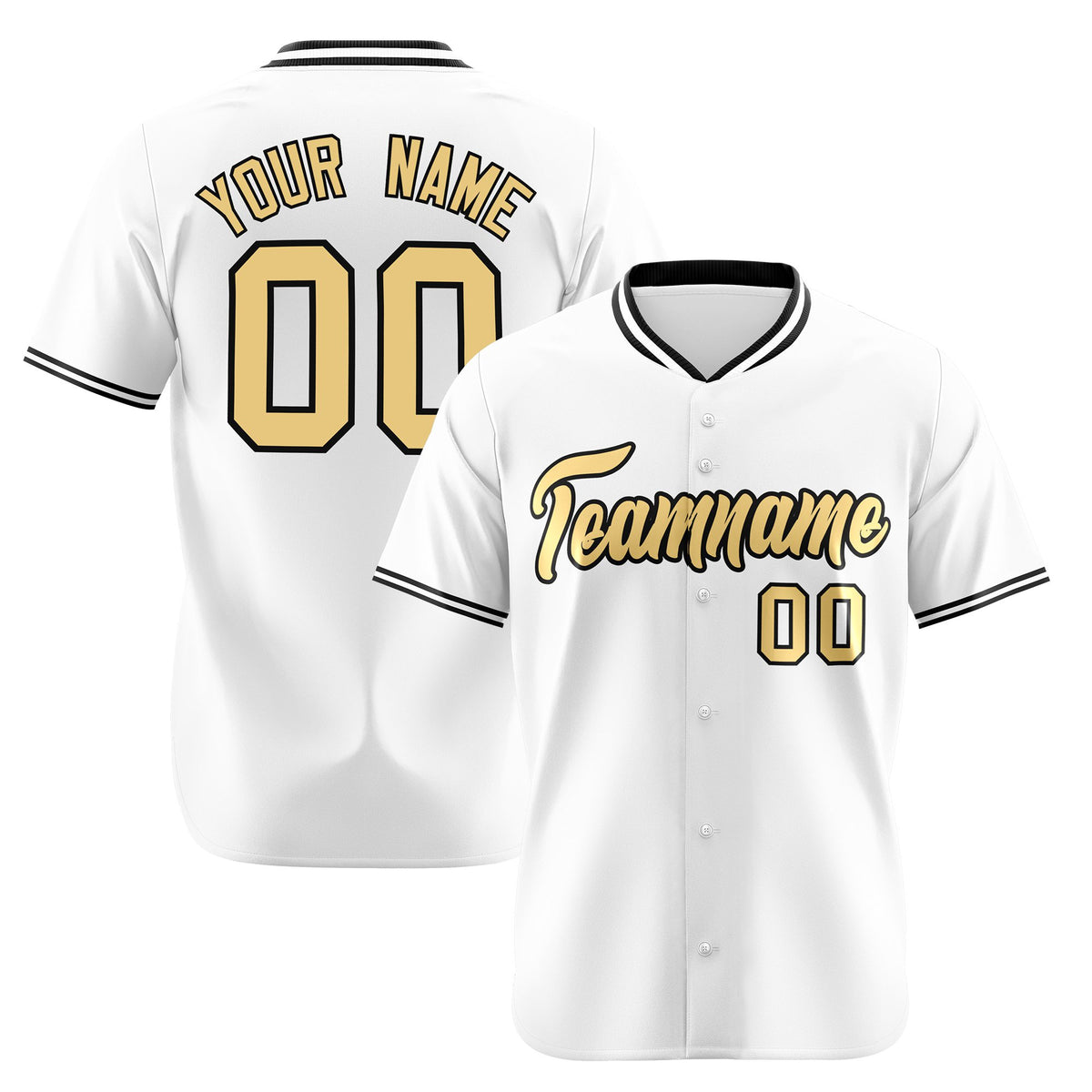Custom White Khaki Black Authentic Baseball Jersey