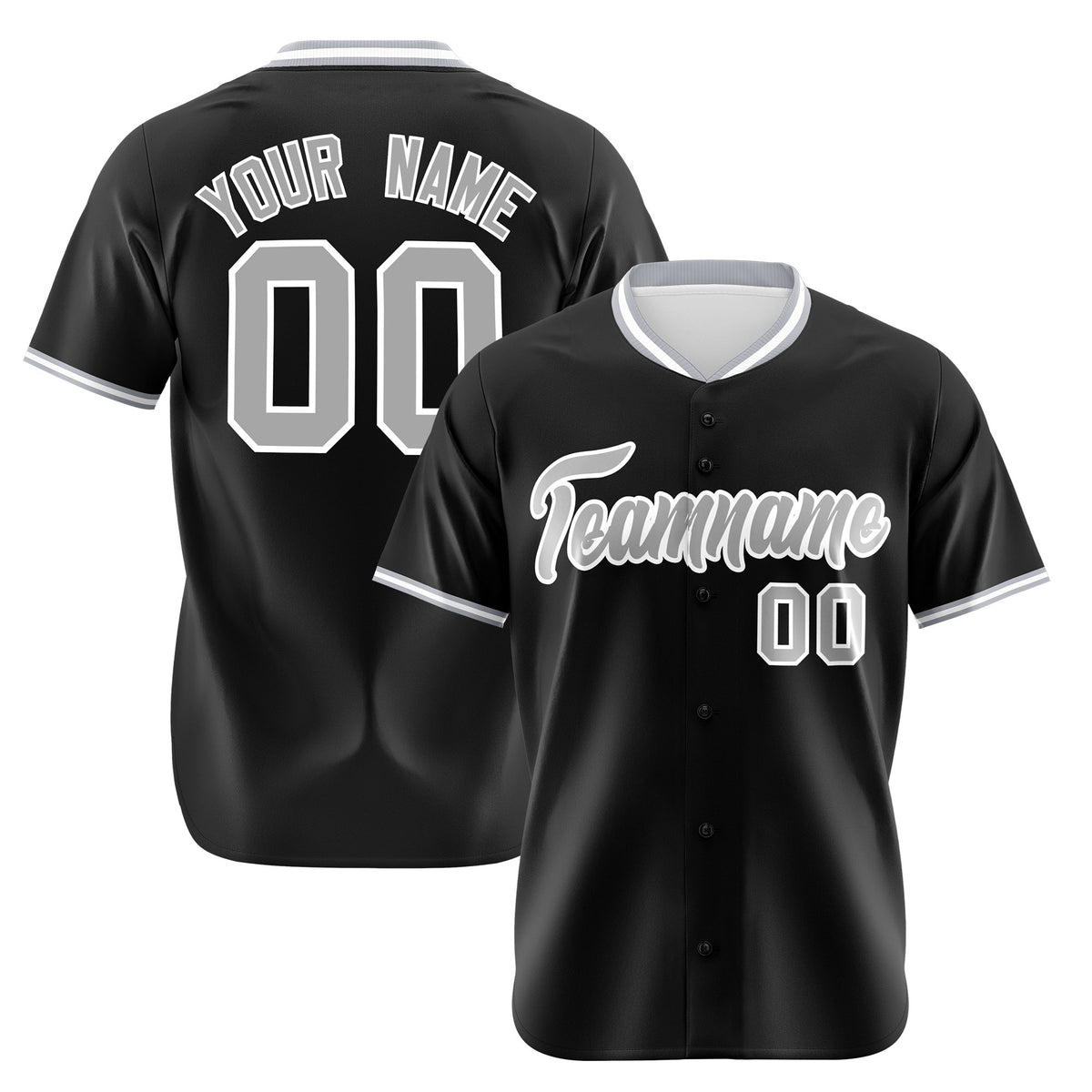 Custom Black Gray White Authentic Baseball Jersey