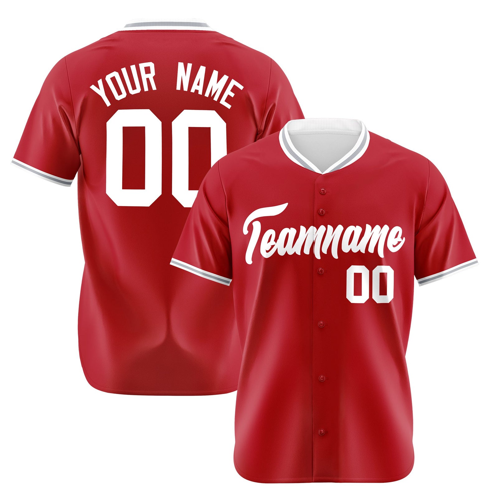 Custom Red Gray White Authentic Baseball Jersey