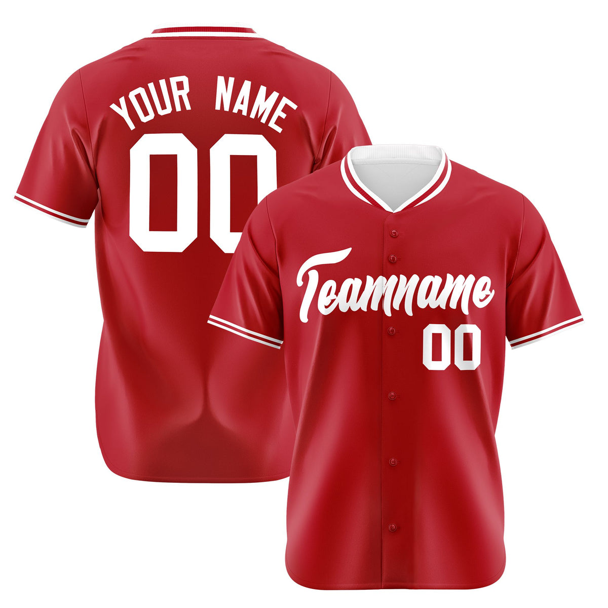 Custom Red White Authentic Baseball Jersey