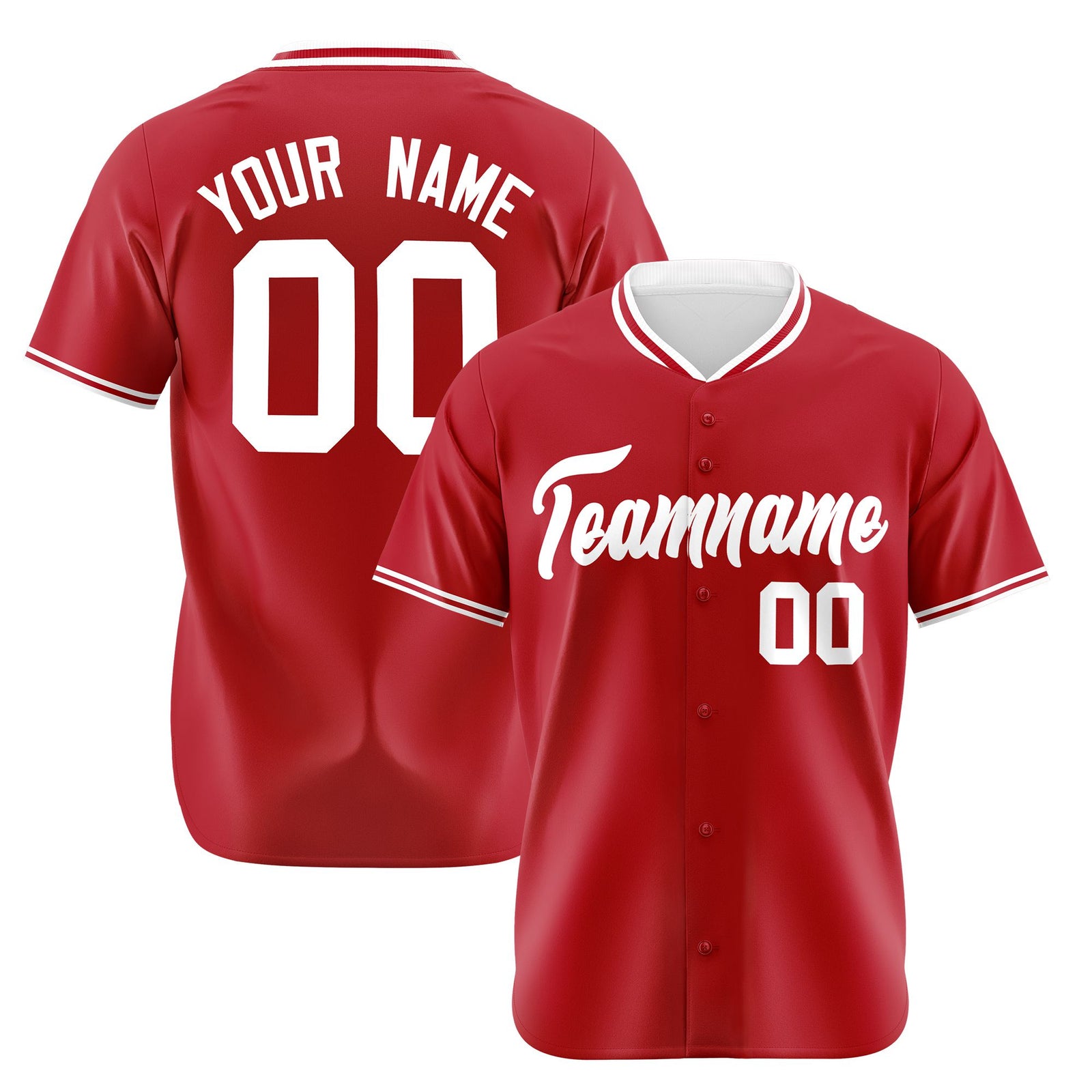 Custom Red White Authentic Baseball Jersey