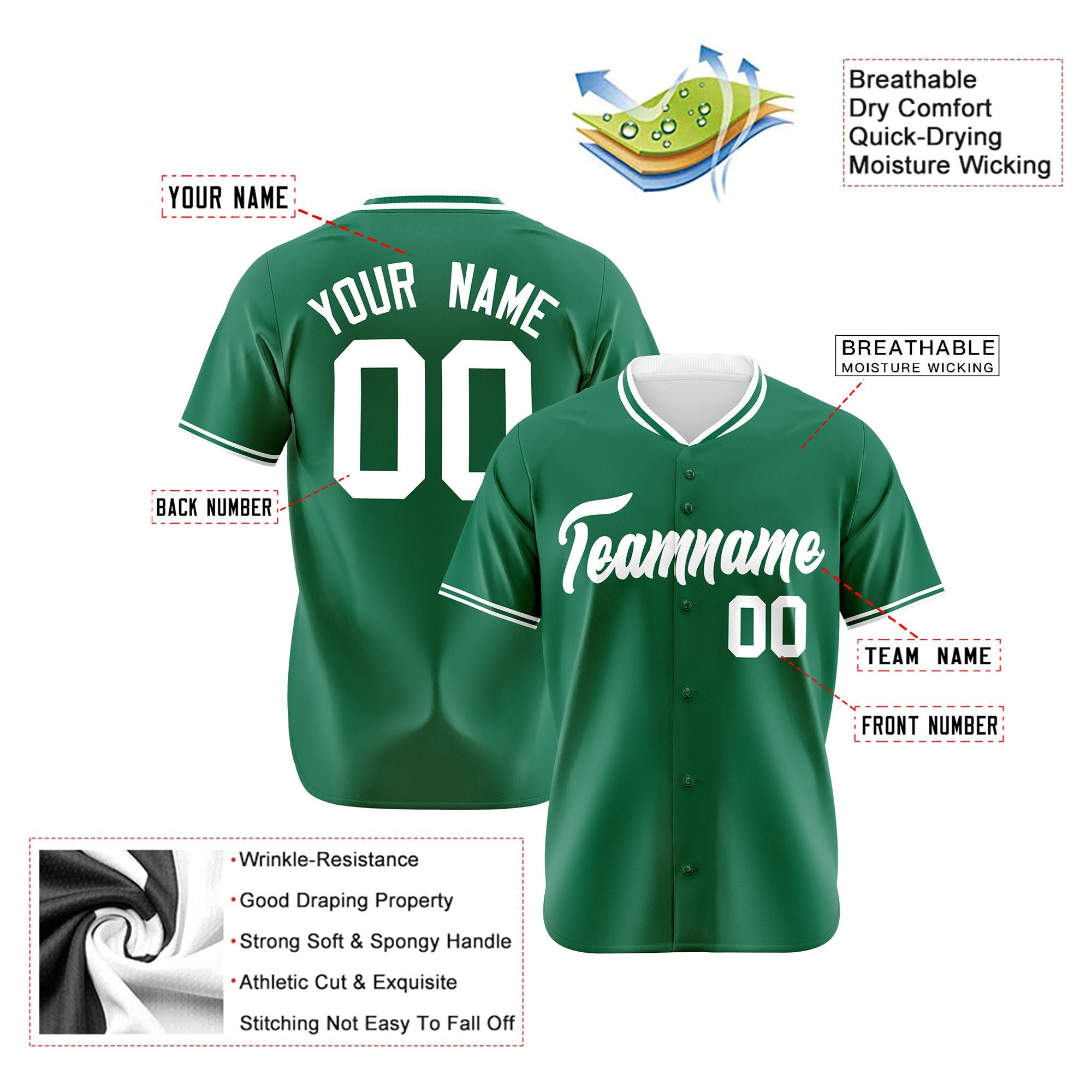 Custom Kelly Green White Authentic Baseball Jersey