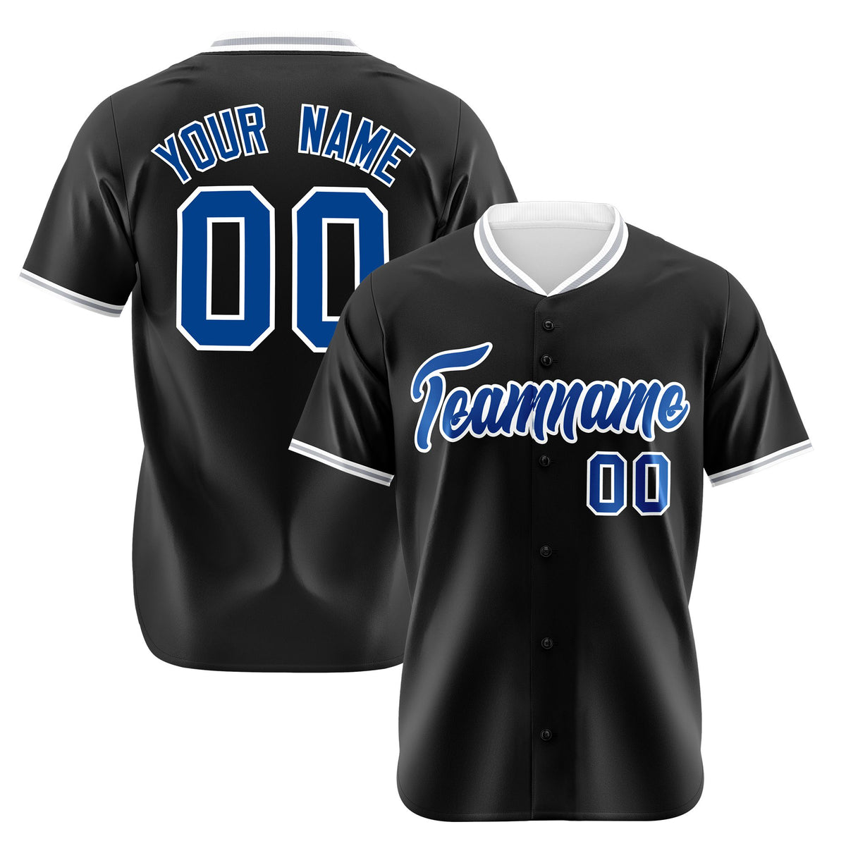 Custom Black Royal Blue White Authentic Baseball Jersey