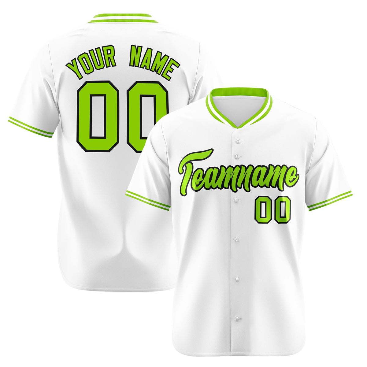 Custom White Neon Green Authentic Baseball Jersey