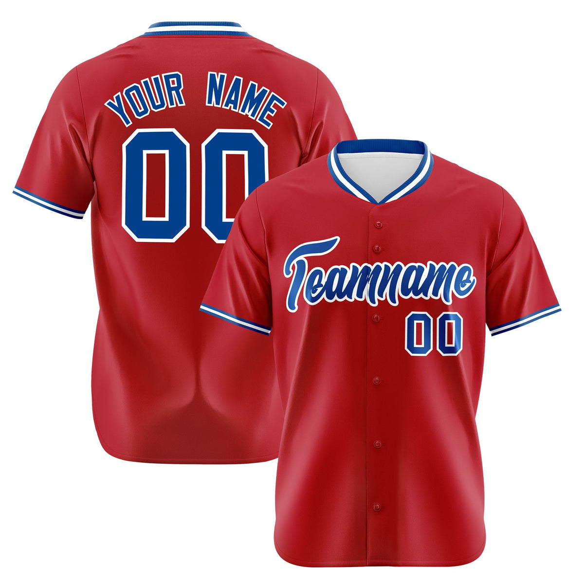 Custom Red Royal Blue White Authentic Baseball Jersey